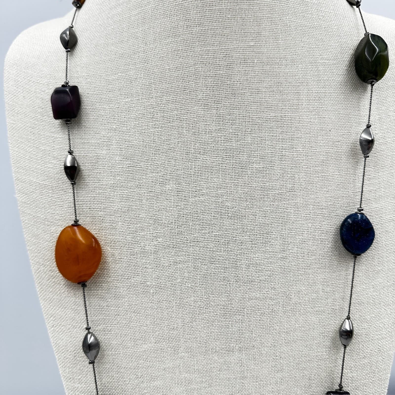 Vintage Contemporary Silver-Tone Chain Whimsigoth Agate Beaded Statement - Thumbnail 4