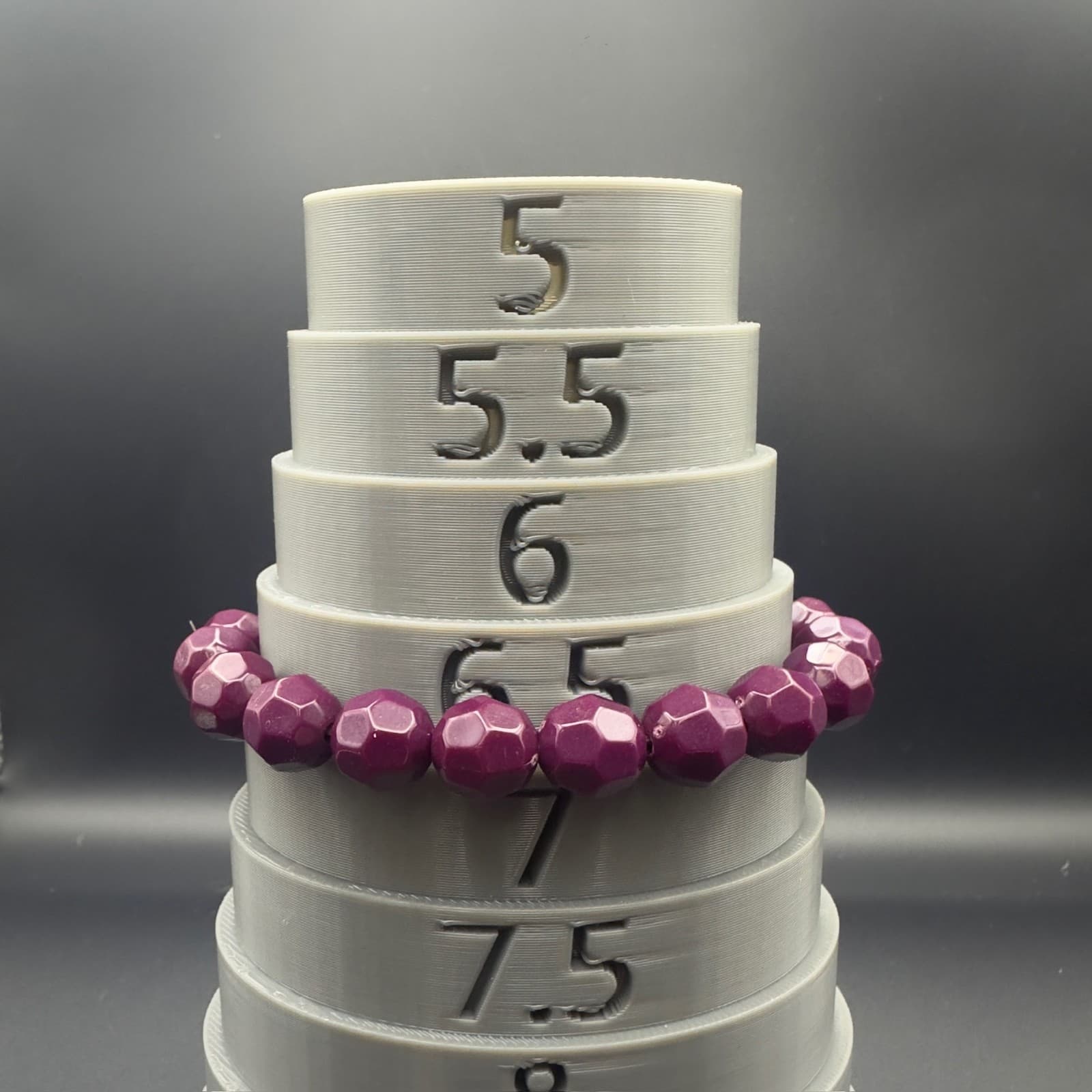 Vintage Faceted Purple Bead Stretch Bracelet Chunky Statement Jewelry - Thumbnail 7