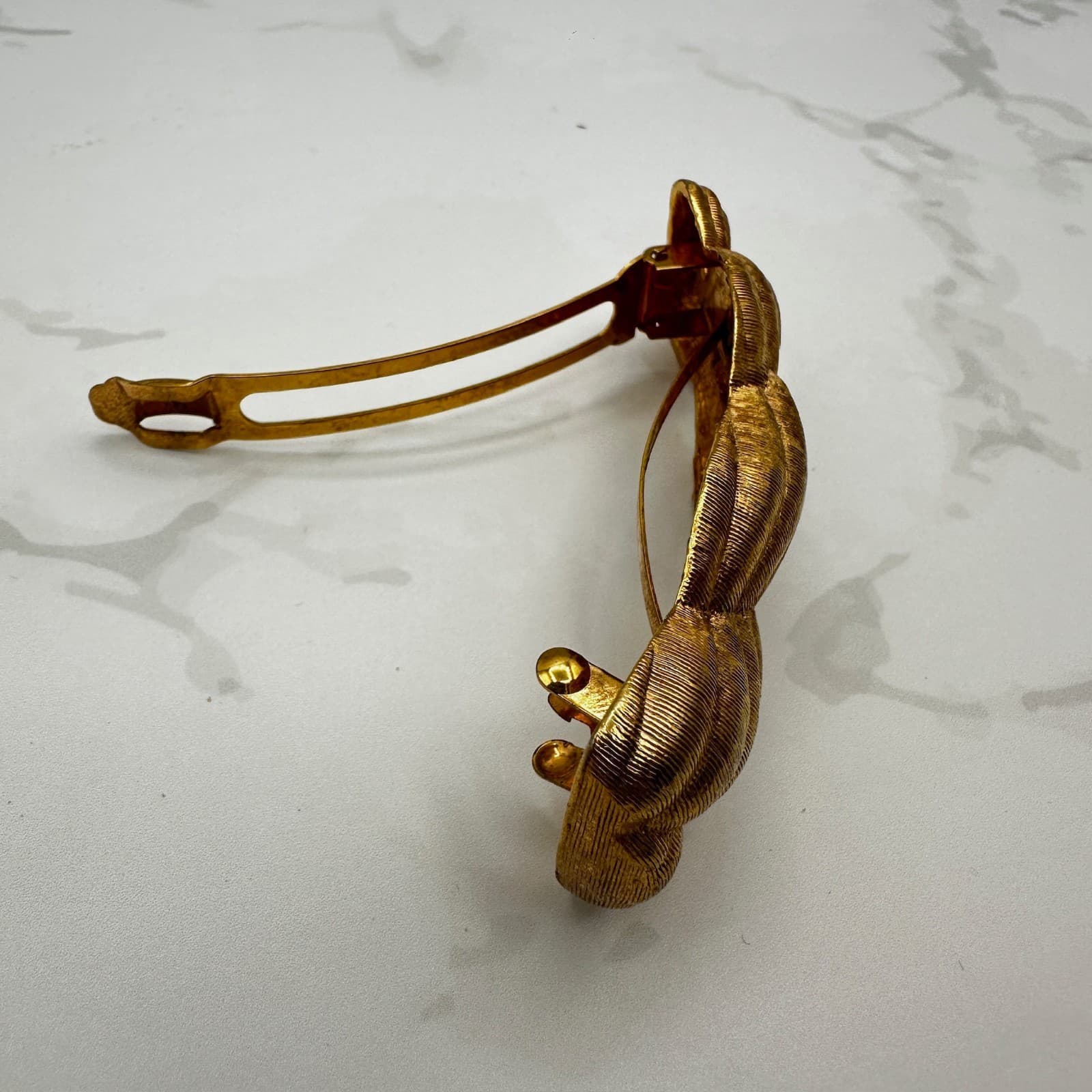 Vintage Gold-Tone Twisted Rope French Fashion Classic Hair Barrette Clip - Thumbnail 5