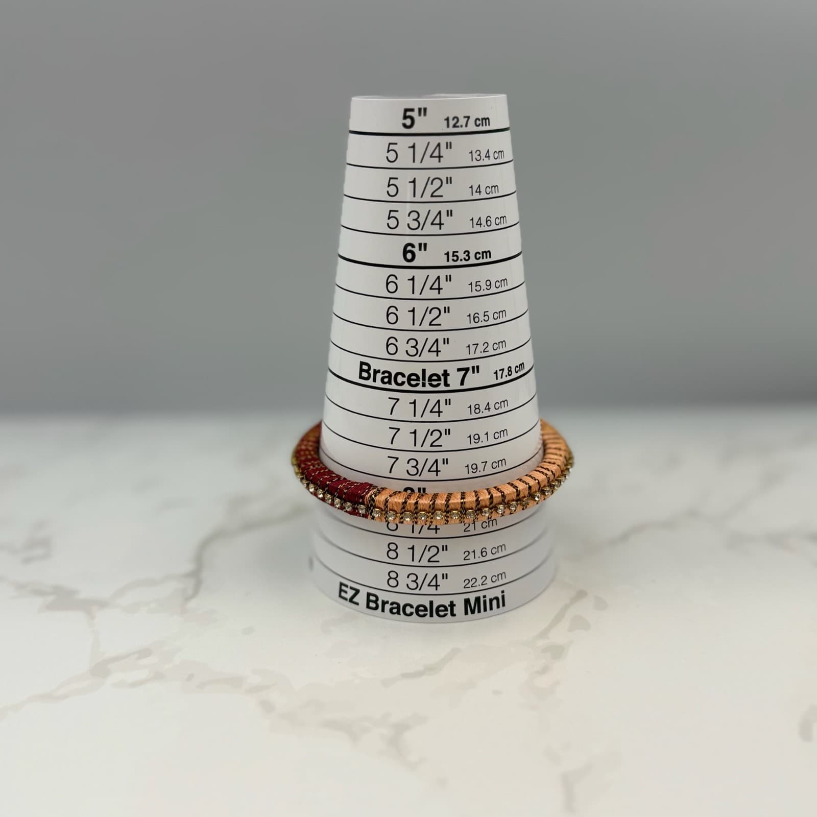 Vintage VTG Handcrafted Women’s Maroon Peach Rhinestones Thread Wrapped Bangle - Thumbnail 7