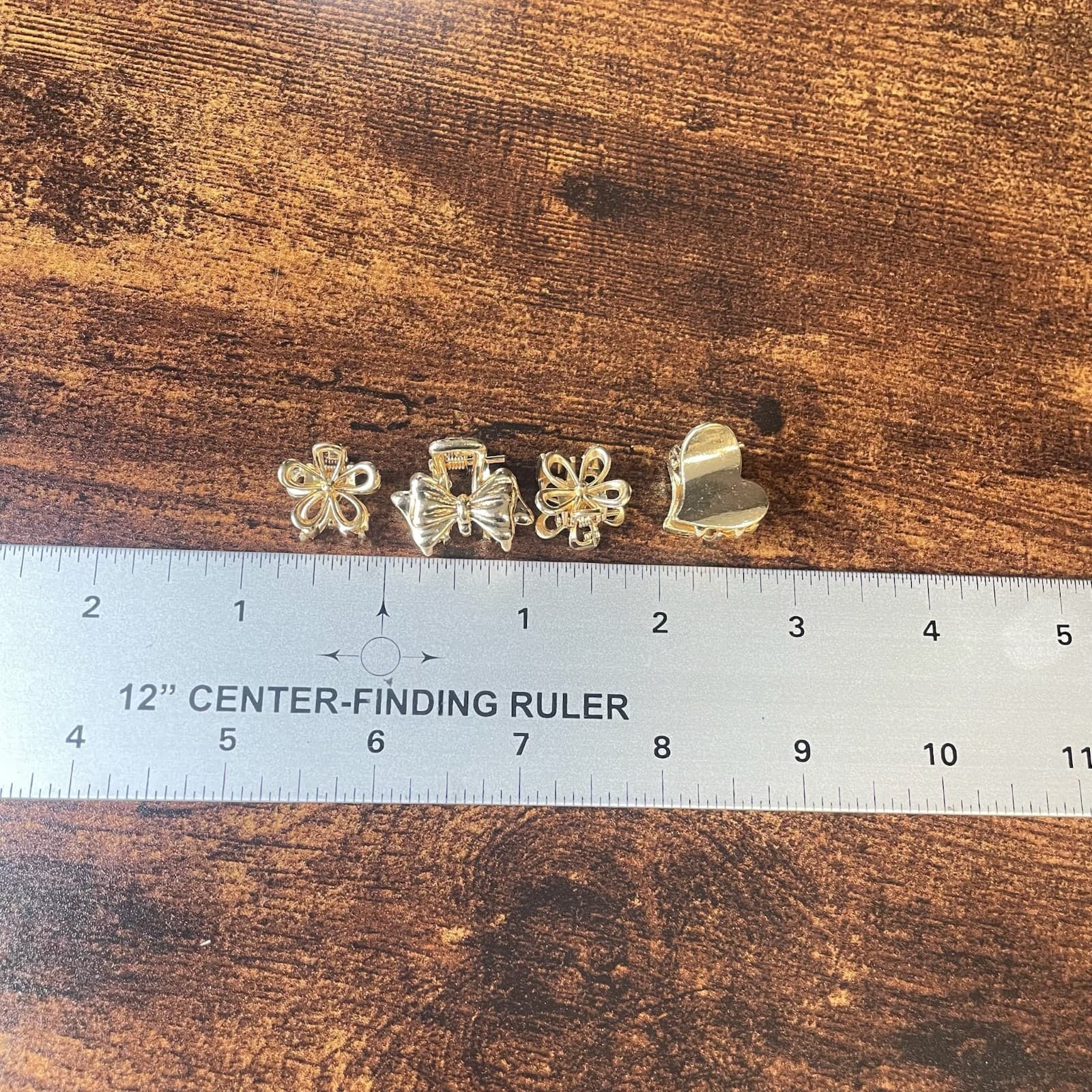 Vintage VTG Mini Hair Claw Clip Gold Tone Heart Shape Small Jaw Clip Accessory - Thumbnail 2