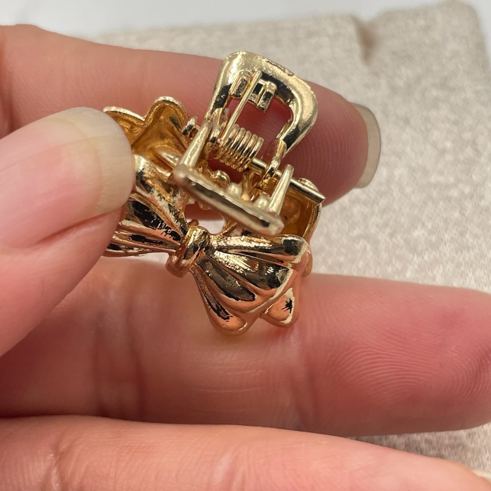 Vintage VTG Mini Hair Claw Clip Gold Tone Heart Shape Small Jaw Clip Accessory - Thumbnail 18