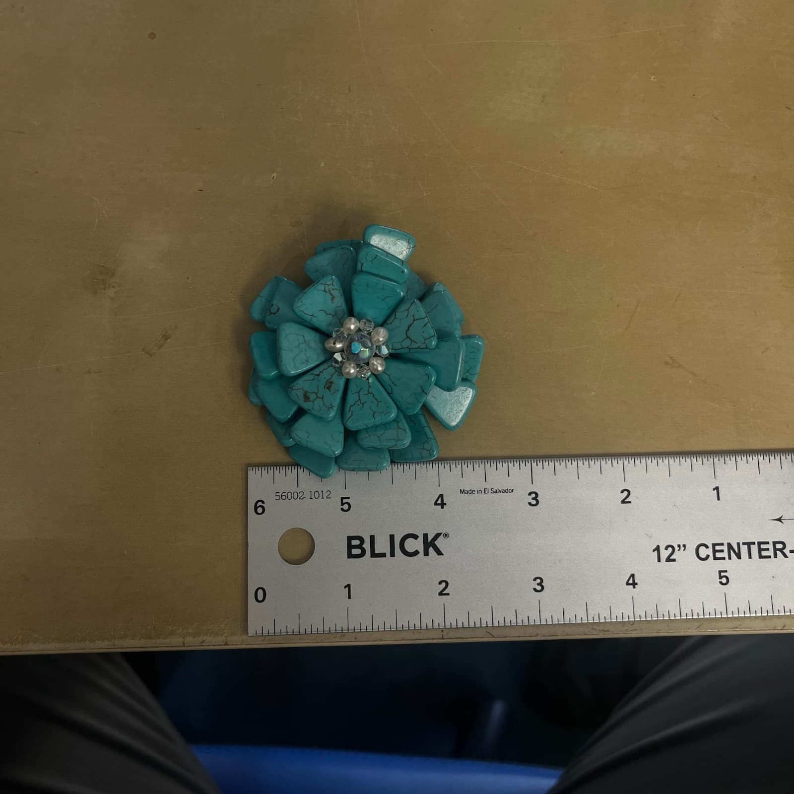 Vintage AeraVida Style Turquoise & Pearl Flower Brooch Pin Exotic Chic - Thumbnail 6