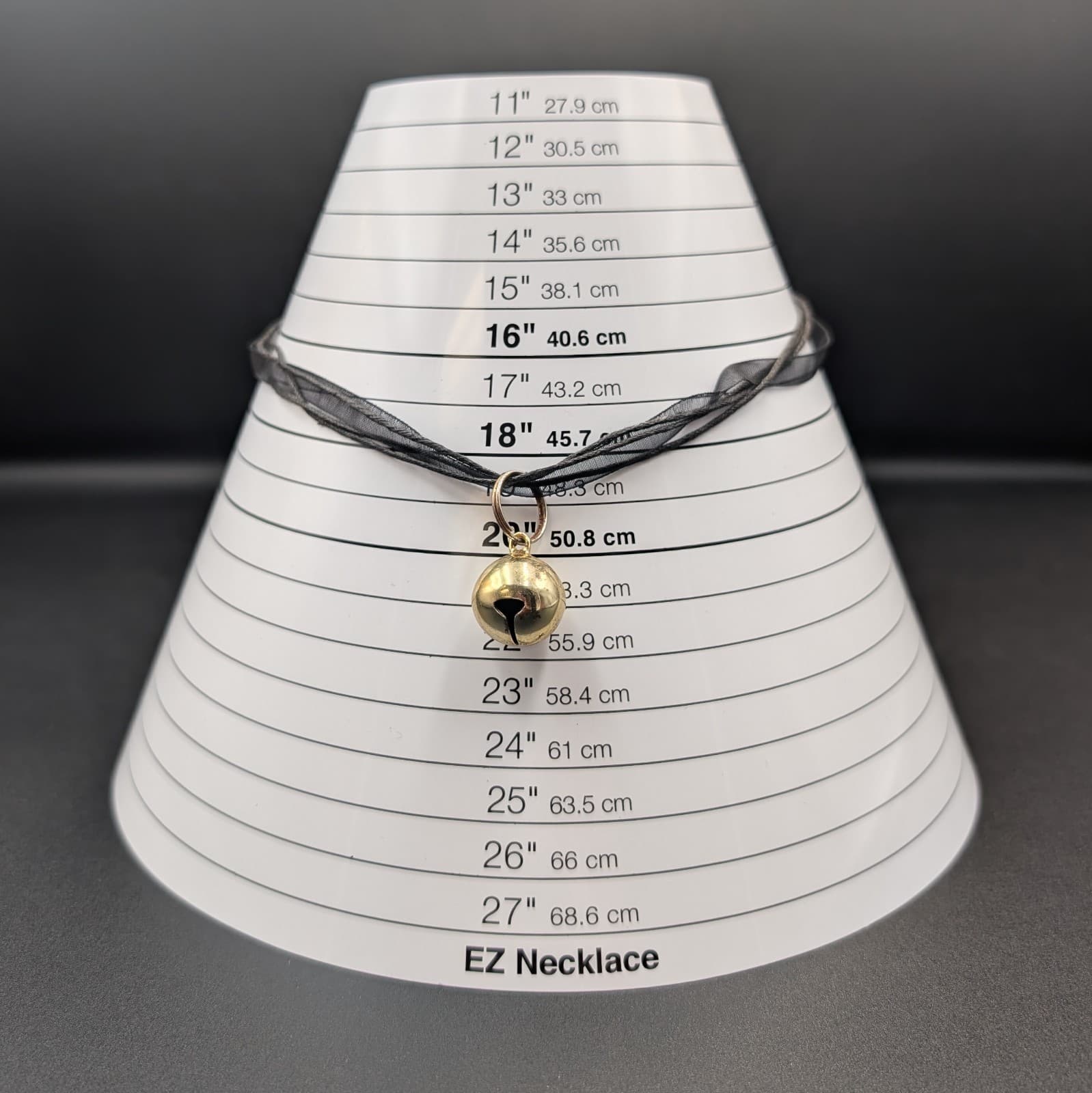 Vintage Black Ribbon Choker Necklace w/ Gold Jingle Bell Pendant Y2K Holiday - Thumbnail 6