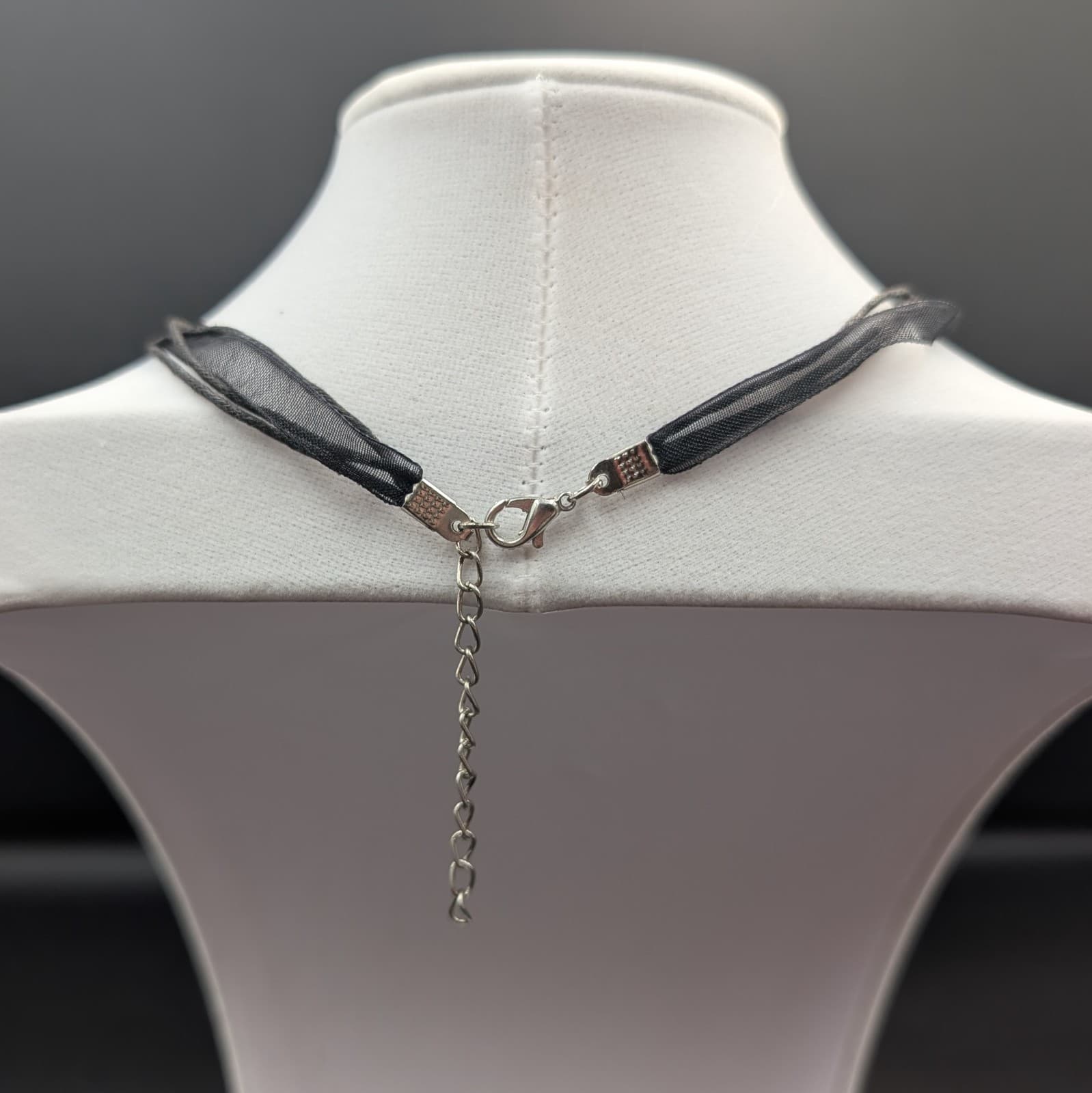 Vintage Black Ribbon Choker Necklace w/ Gold Jingle Bell Pendant Y2K Holiday - Thumbnail 4