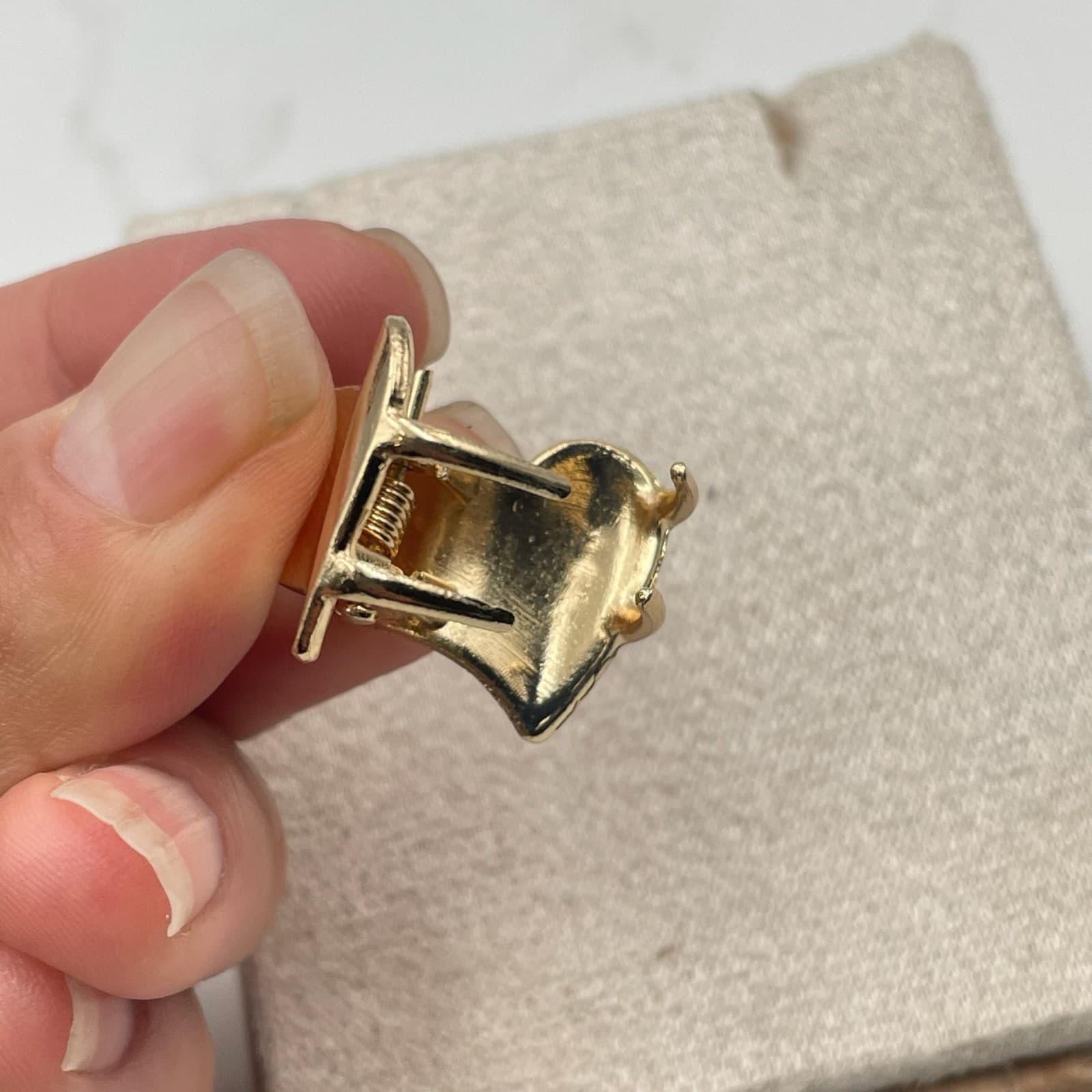 Vintage VTG Mini Hair Claw Clip Gold Tone Heart Shape Small Jaw Clip Accessory - Thumbnail 10