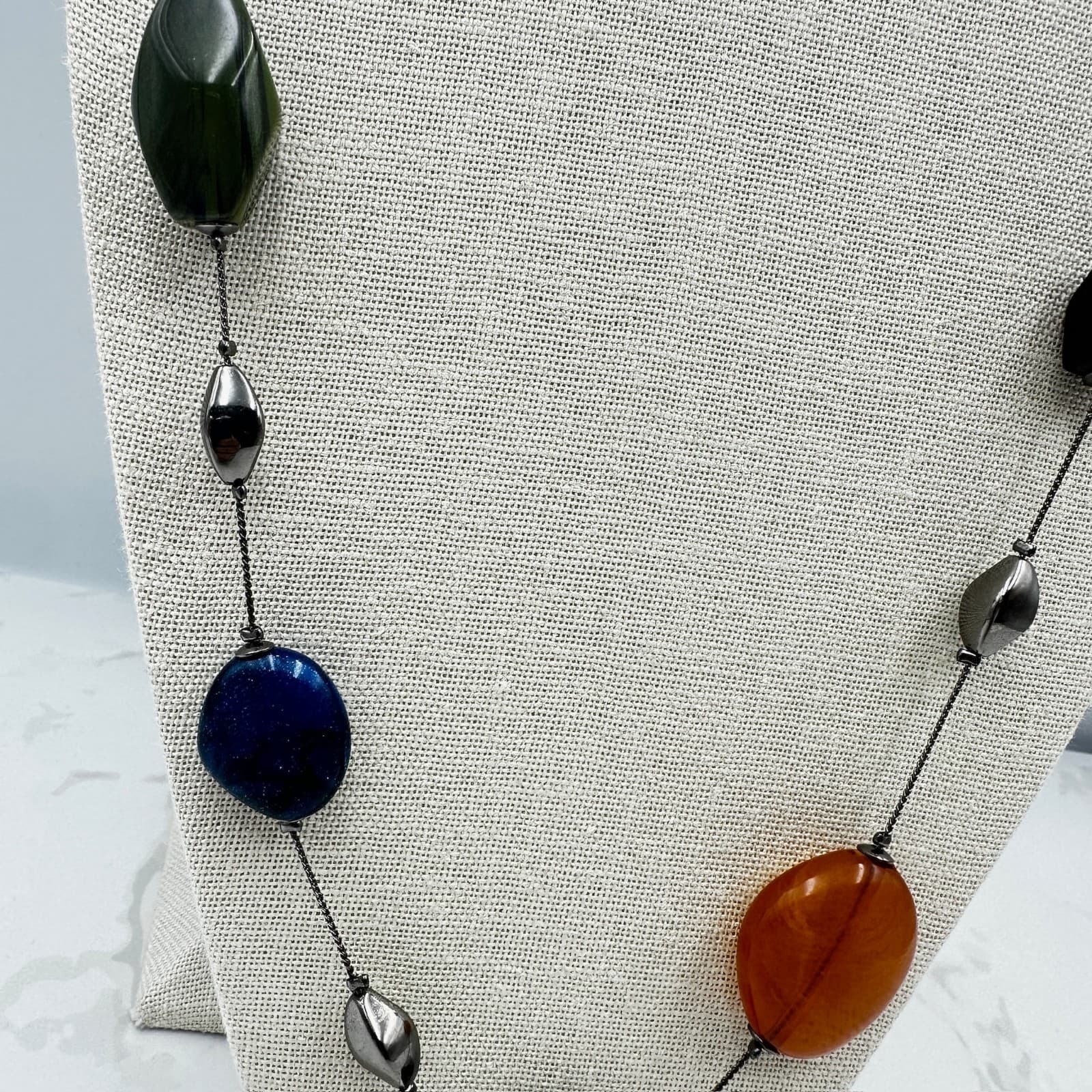 Vintage Contemporary Silver-Tone Chain Whimsigoth Agate Beaded Statement - Thumbnail 3