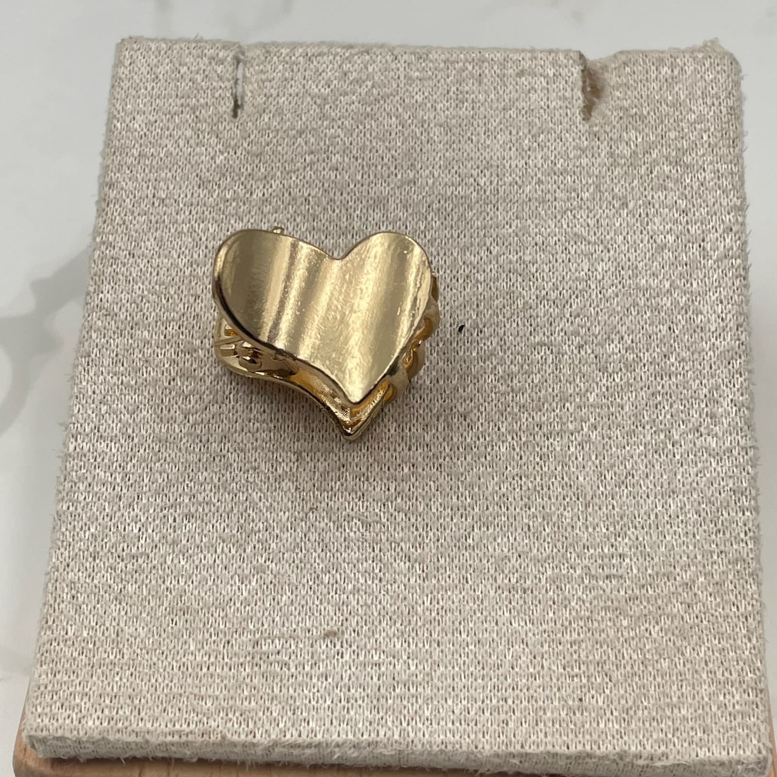 Vintage VTG Mini Hair Claw Clip Gold Tone Heart Shape Small Jaw Clip Accessory - Thumbnail 6