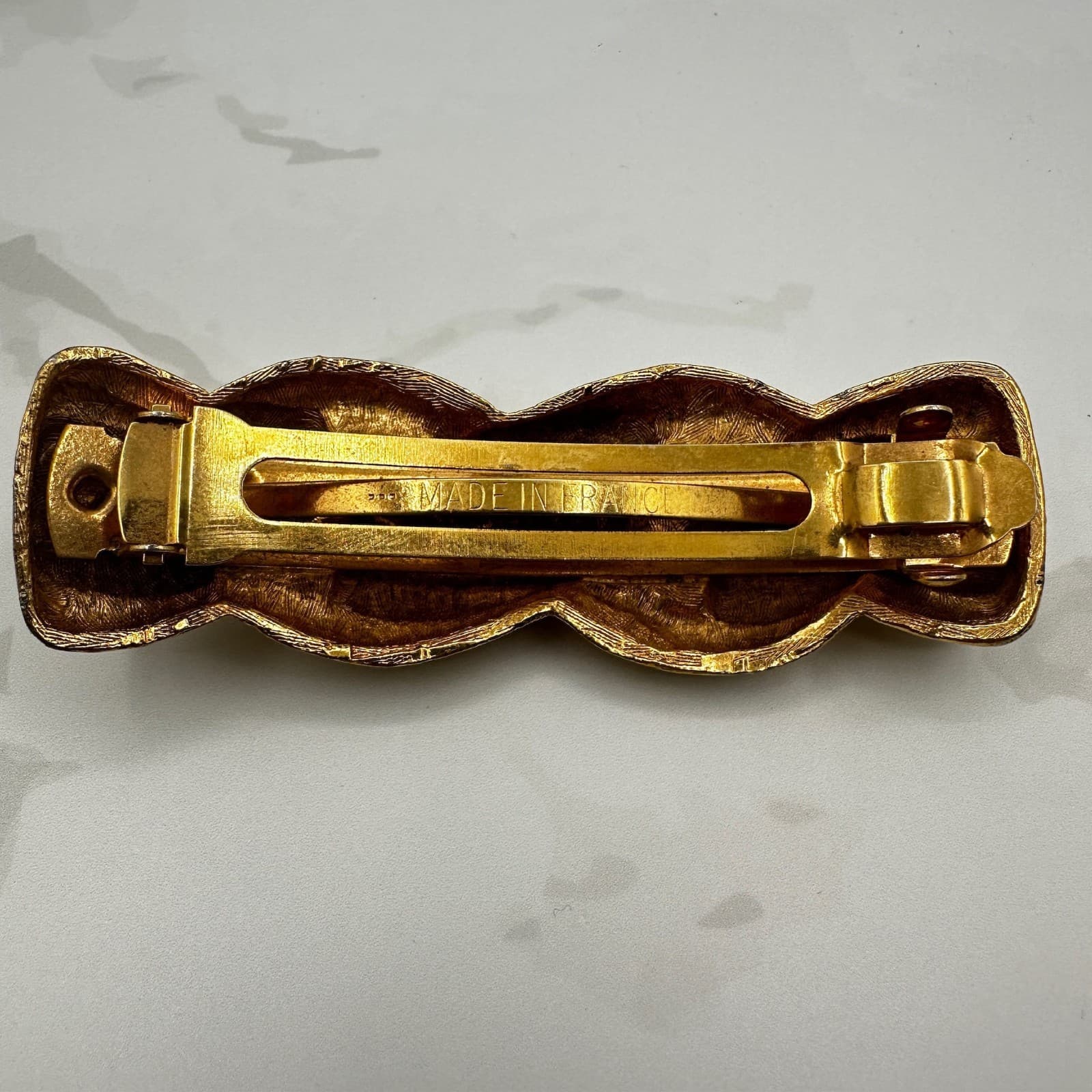 Vintage Gold-Tone Twisted Rope French Fashion Classic Hair Barrette Clip - Thumbnail 4