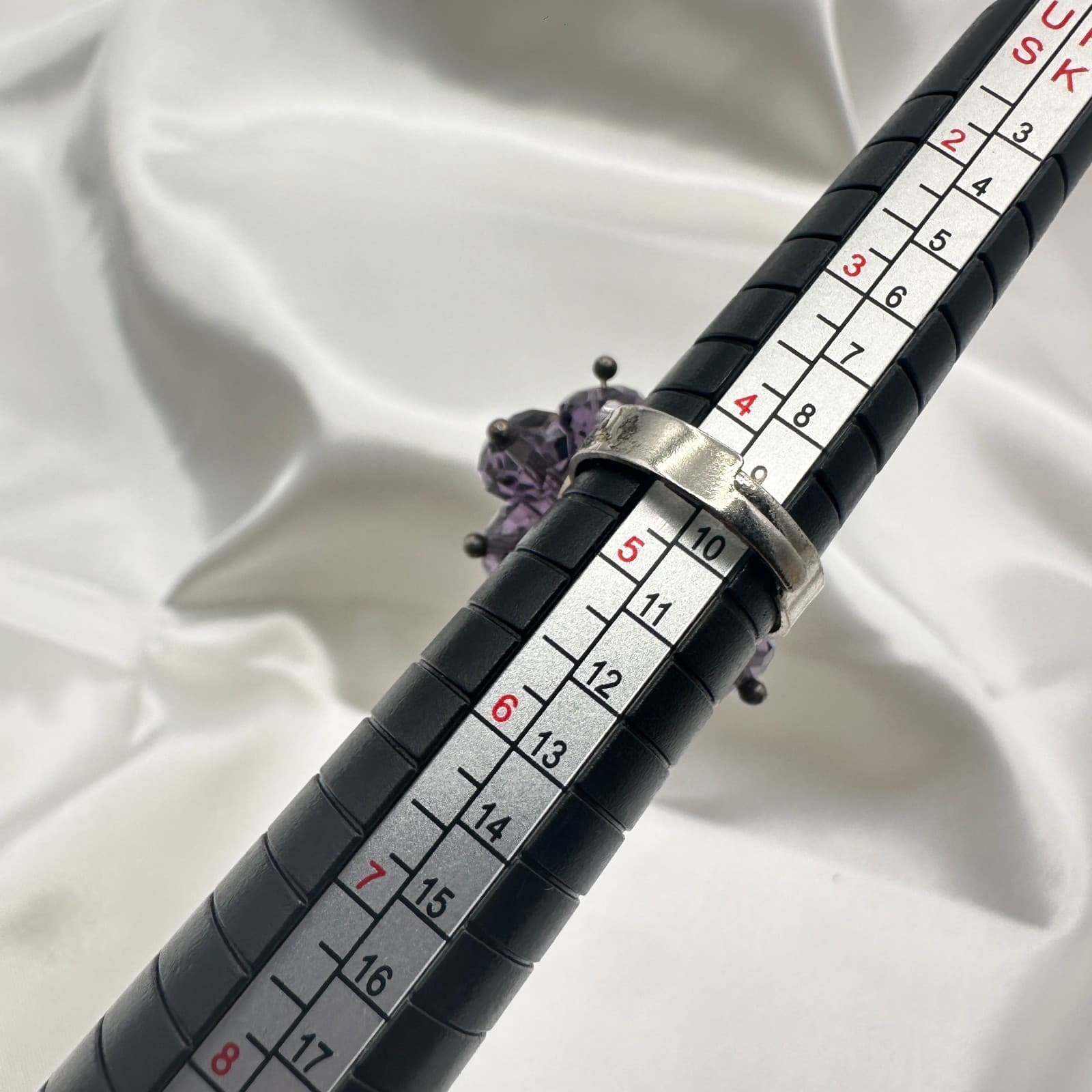 VTG Y2K Silver Tone Purple Beaded Statement Ring Women's Classic Fashion Jewelry - Thumbnail 10