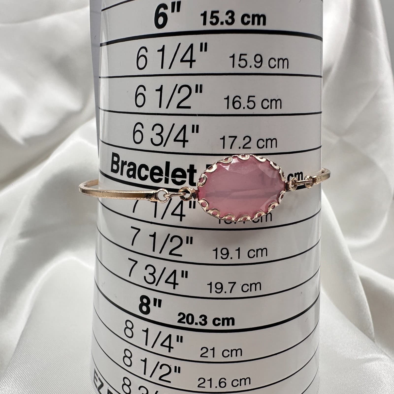 Vintage 80s Gold Tone Oval Lucite Stone Eternity Style Bangle Bracelet Jewelry - Thumbnail 9