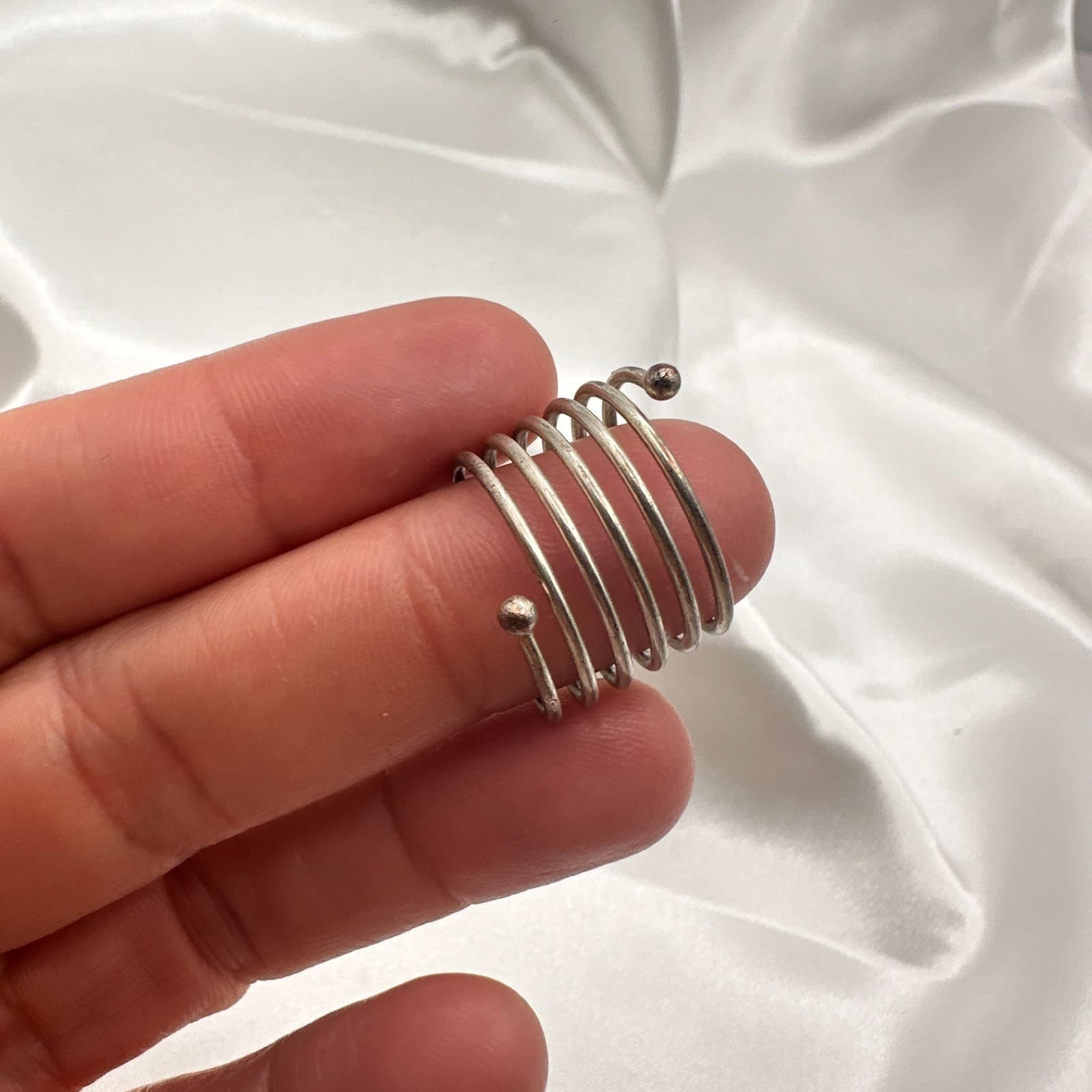 Vintage Y2K Silver Tone Spiral Coil Wrap Ring Women's Classic Fashion Jewelry - Thumbnail 8