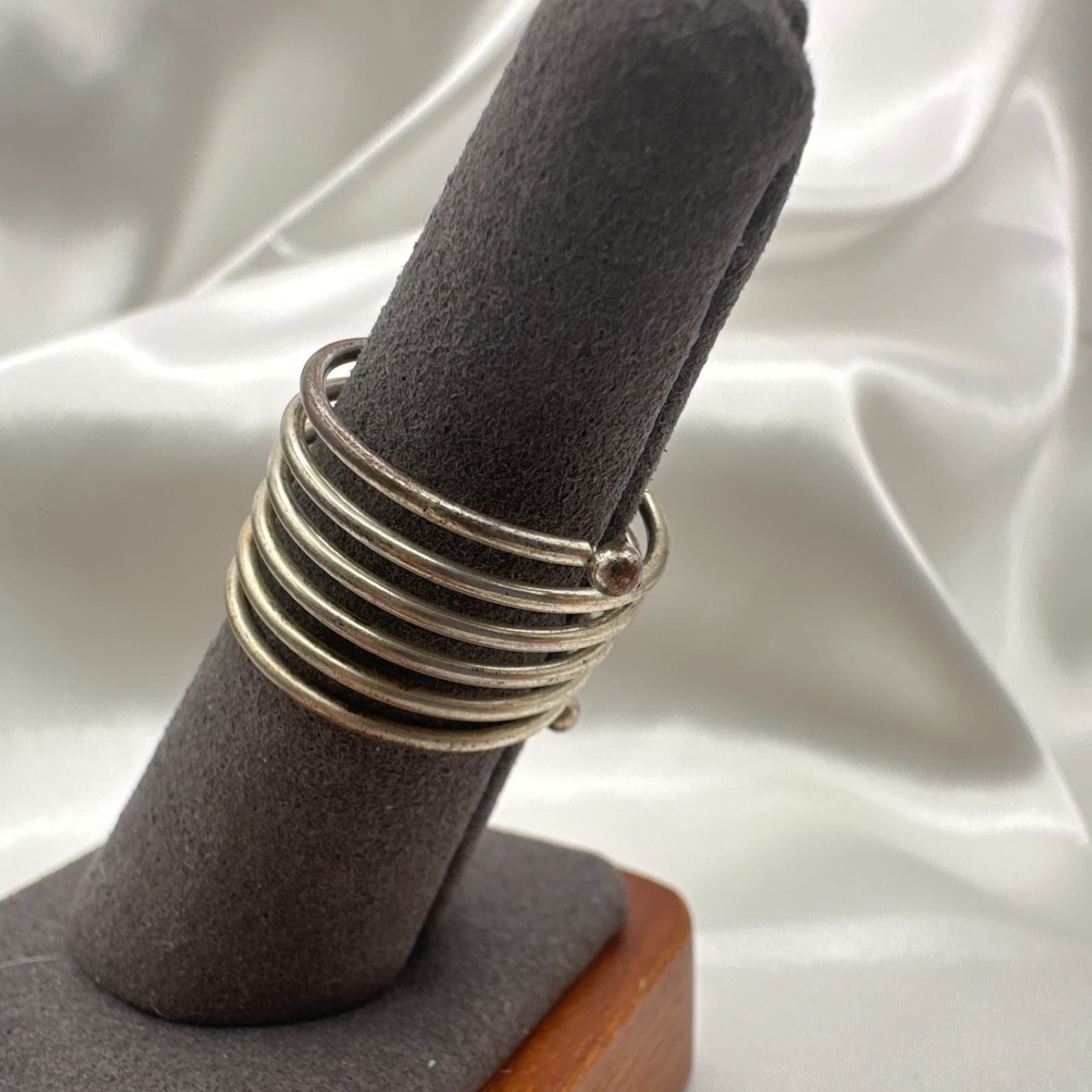 Vintage Y2K Silver Tone Spiral Coil Wrap Ring Women's Classic Fashion Jewelry - Thumbnail 3