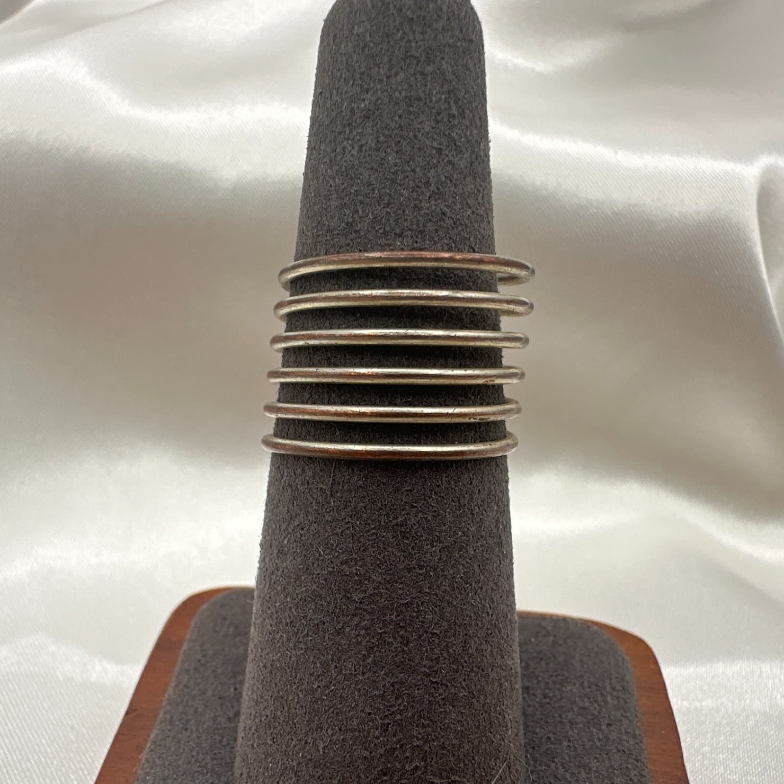 Vintage Y2K Silver Tone Spiral Coil Wrap Ring Women's Classic Fashion Jewelry - Thumbnail 2