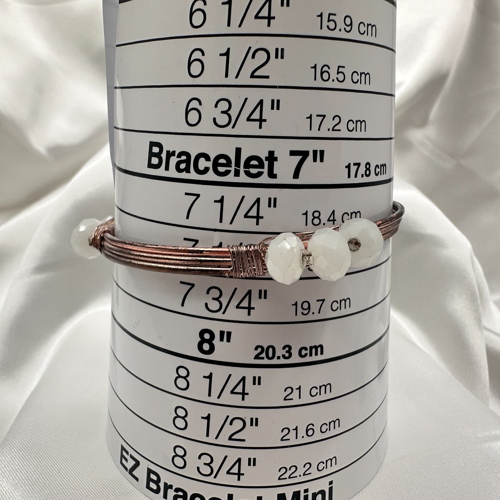 Vintage 80s Tribal Style Bangle Strand Wire Wrap White Beaded Bracelet Jewelry - Thumbnail 10