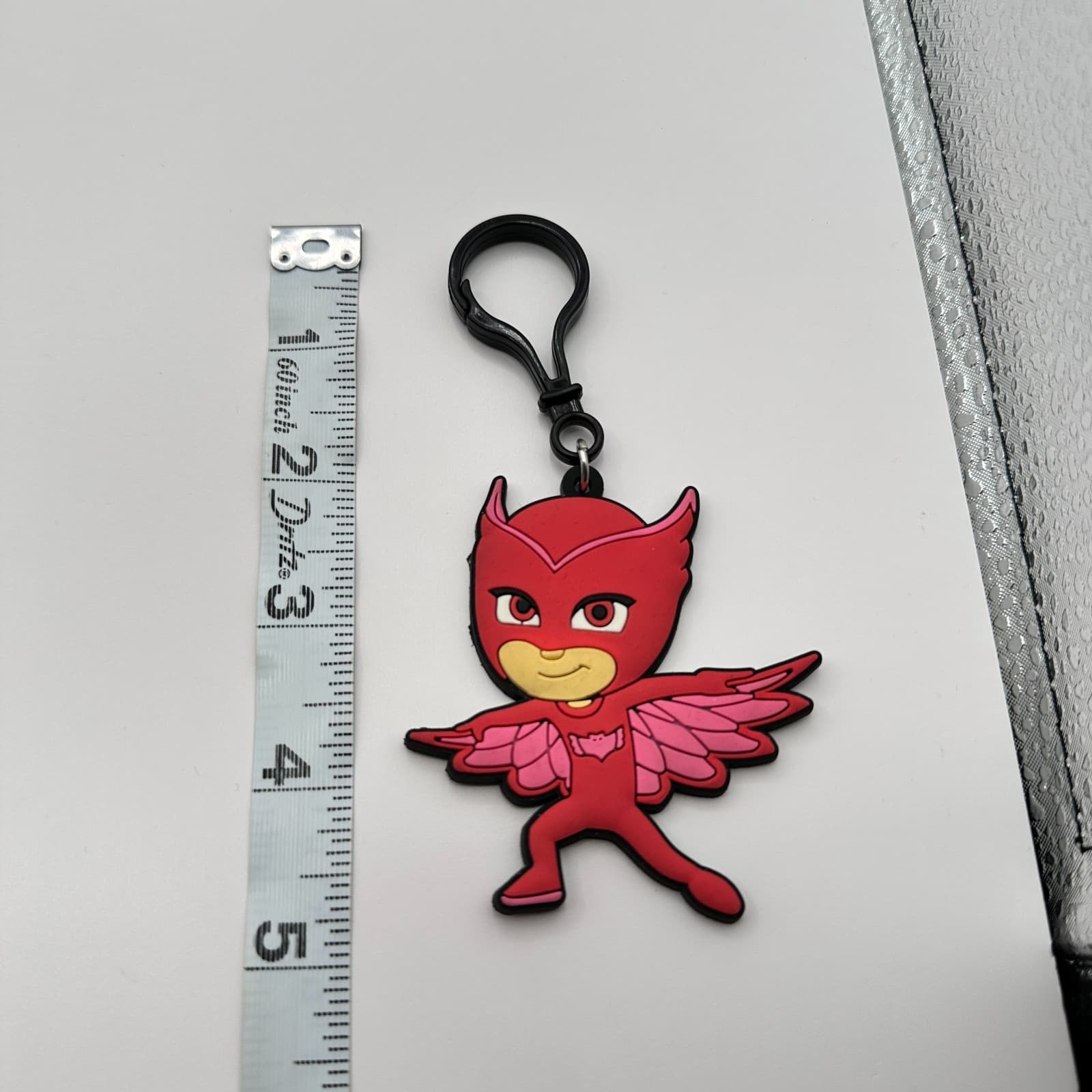 Vintage 80s Rubber Keychain Red Superhero Bag Charm Backpack Clip Licens Jewelry - Thumbnail 7