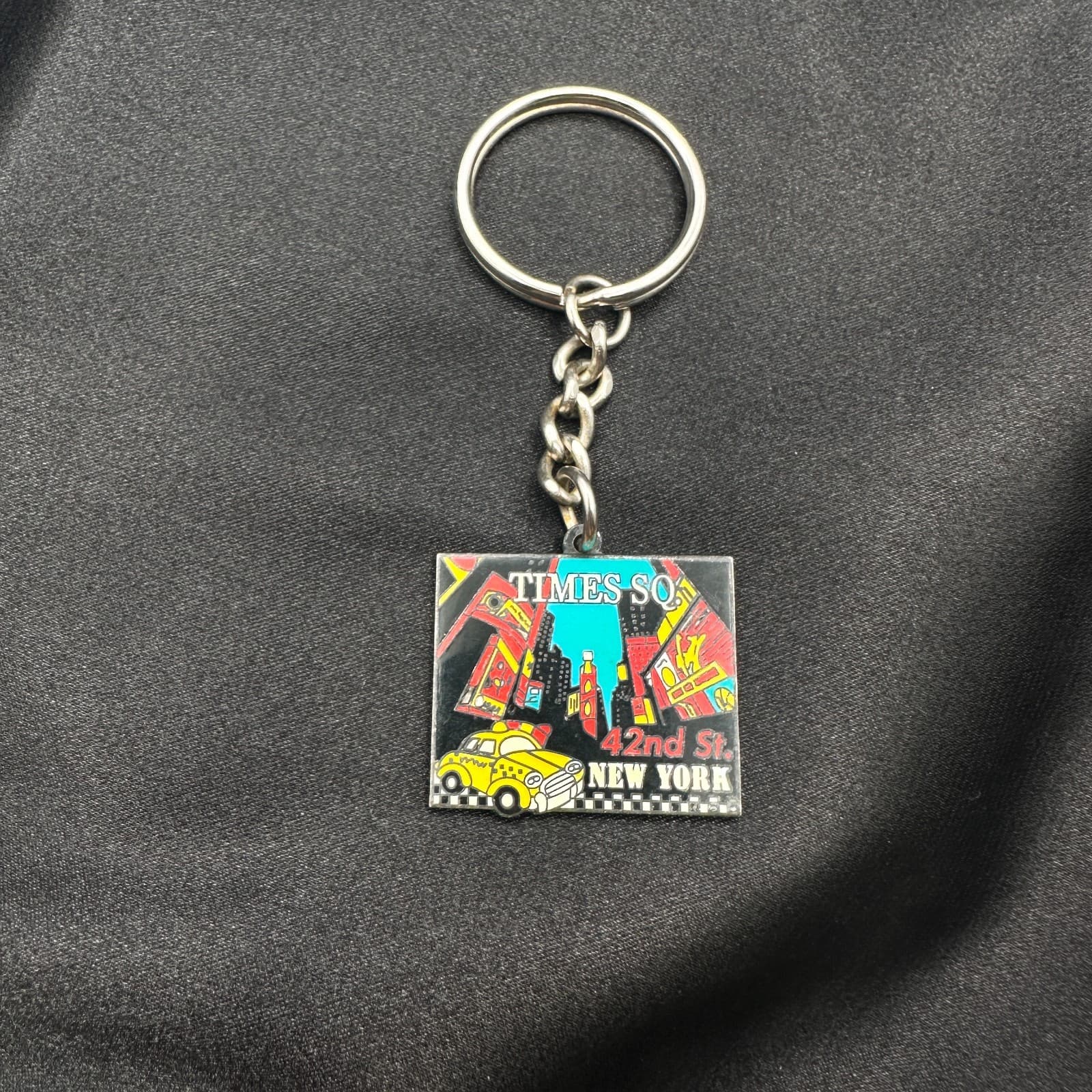 Vintage 80s Times So New York City Keychain 42nd St Yellow Taxi Souvenir Jewelry - Thumbnail 7