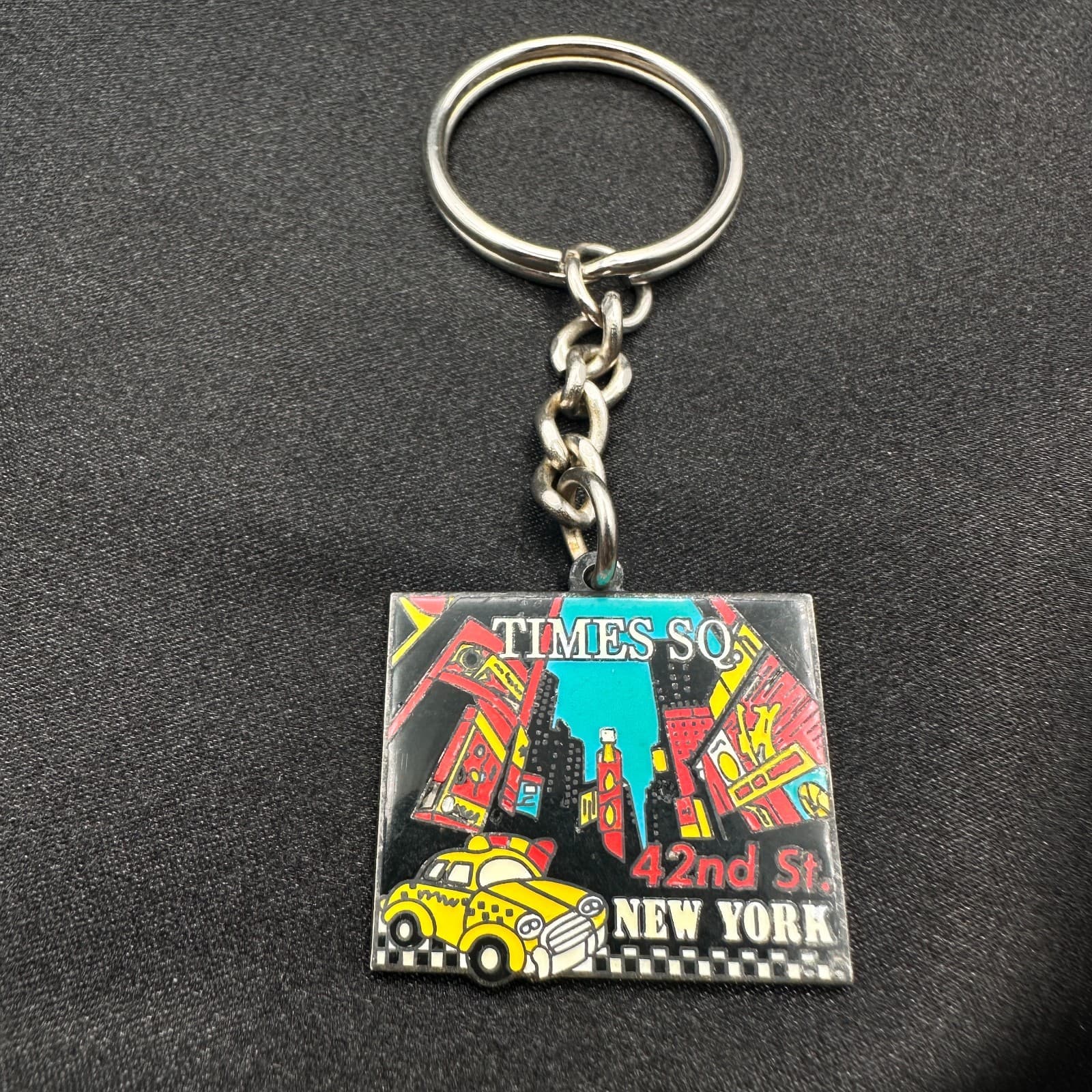 Vintage 80s Times So New York City Keychain 42nd St Yellow Taxi Souvenir Jewelry - Thumbnail 6