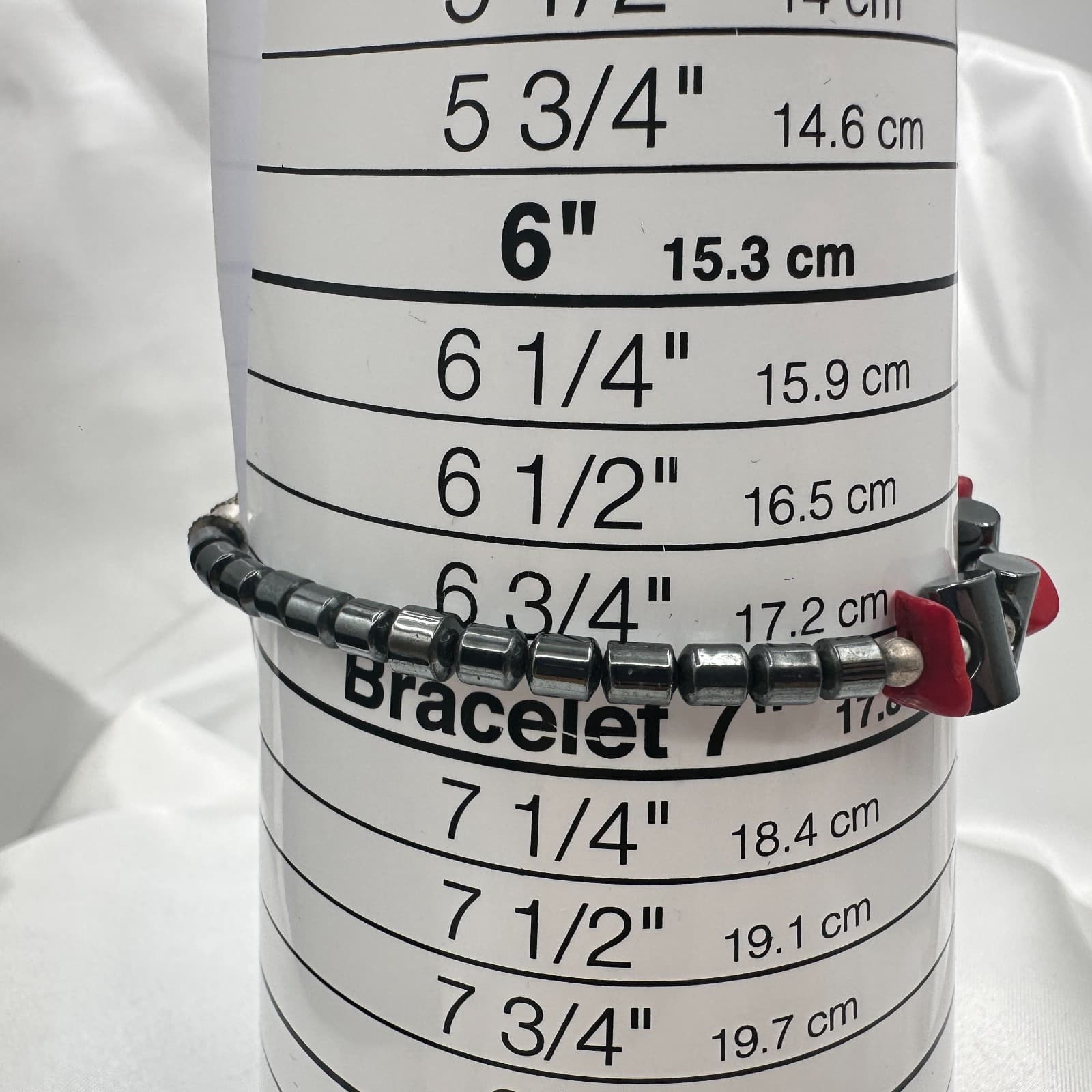 Vintage 90s Necklace Bracelet Earrings Set Hematite Red Chip Beads Boho Jewelry - Thumbnail 7