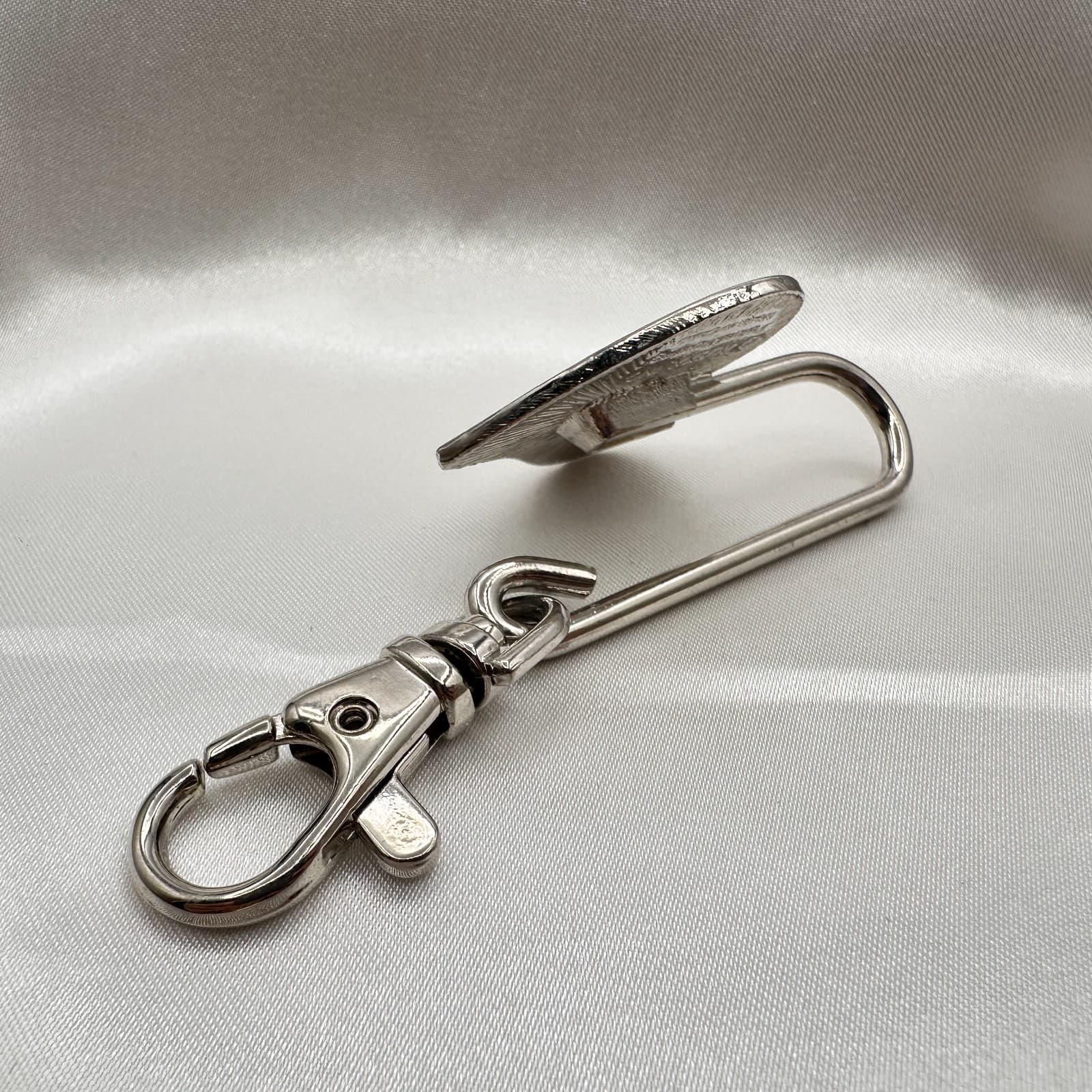 Vintage 80s Red Enamel Heart Charm Keychain Silver Tone Swivel Clip Bag Jewelry - Thumbnail 4