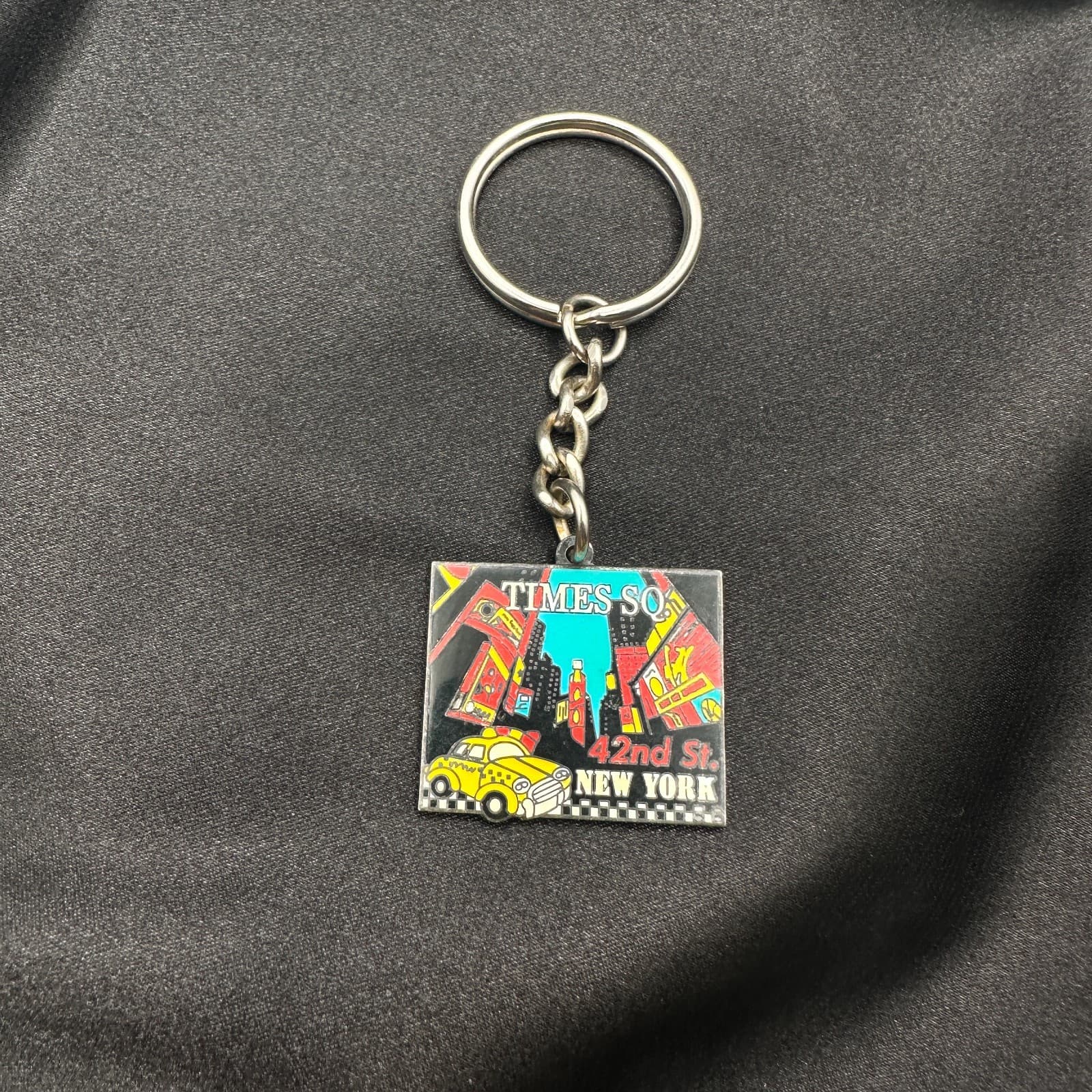 Vintage 80s Times So New York City Keychain 42nd St Yellow Taxi Souvenir Jewelry - Thumbnail 5