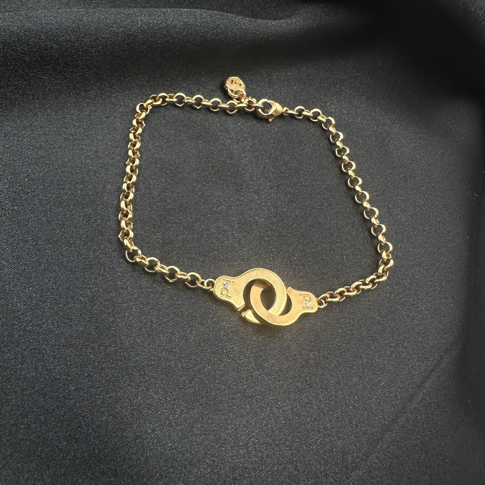 Vintage 80s Gold Tone Handcuff Chain Bracelet Menotti's Partners Classic Jewelry - Thumbnail 7