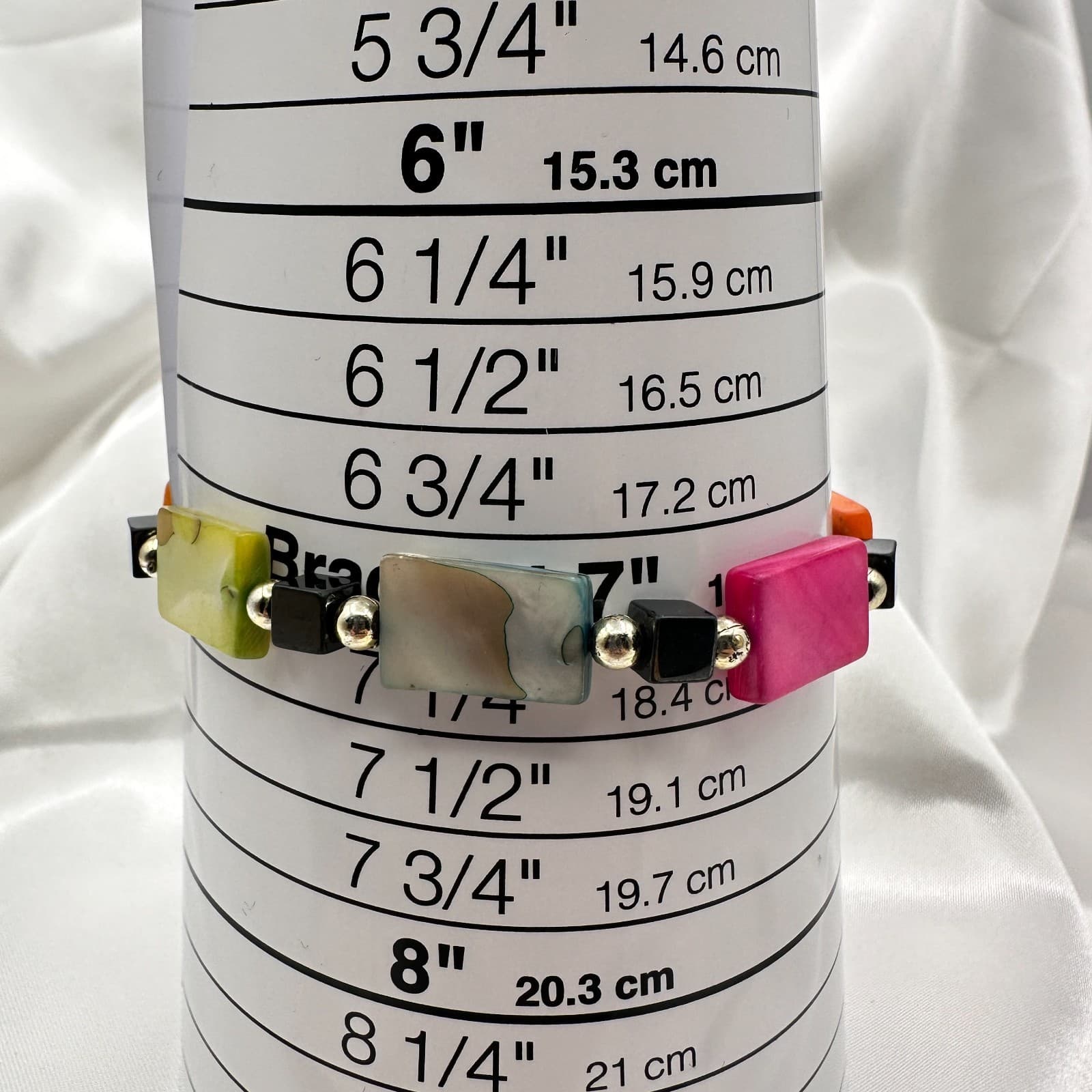 Vintage 90s Colorful Bracelet Necklaces Rectangular Bead Statement Cuff Jewelry - Thumbnail 8