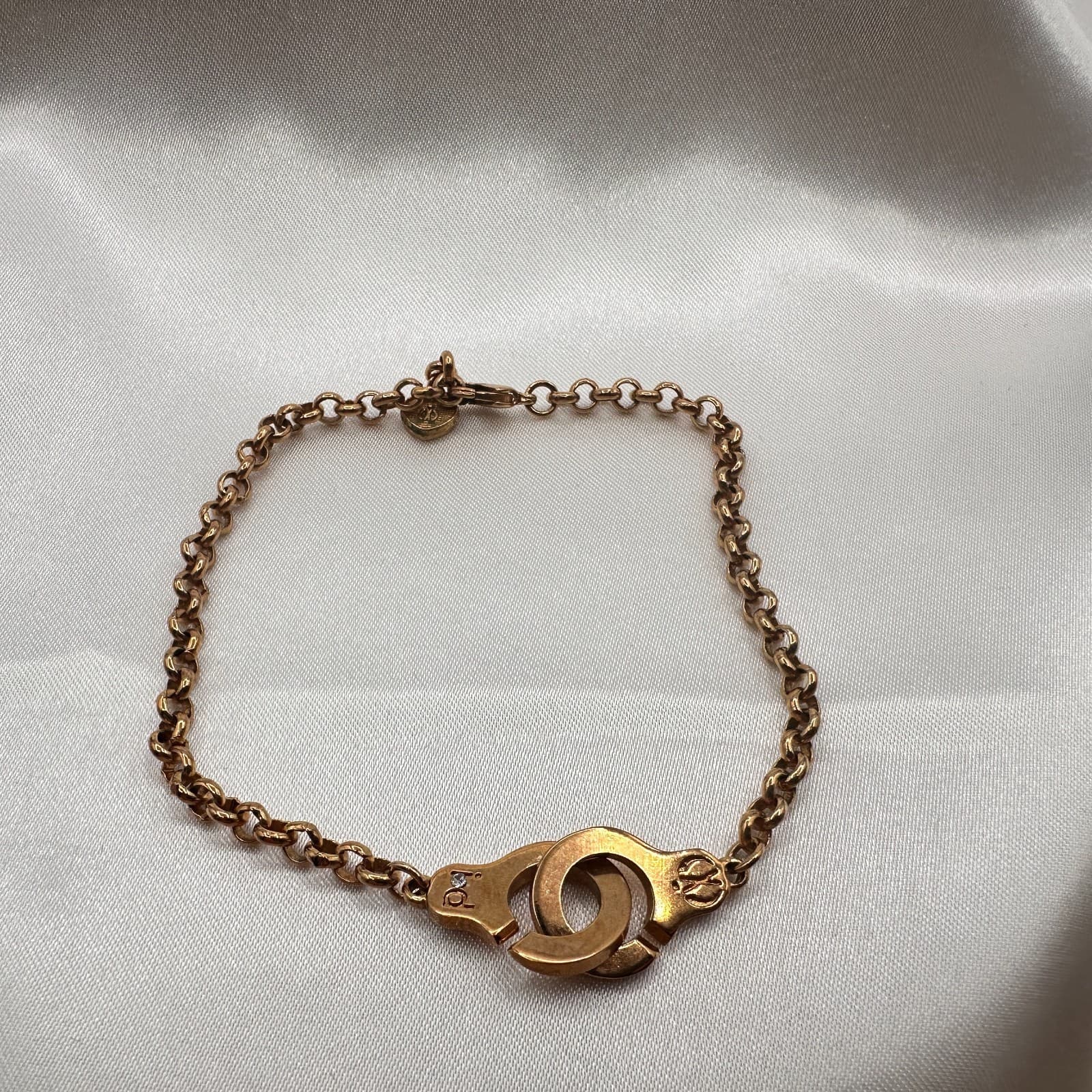Vintage 80s Gold Tone Handcuff Chain Bracelet Menotti's Partners Classic Jewelry - Image 1
