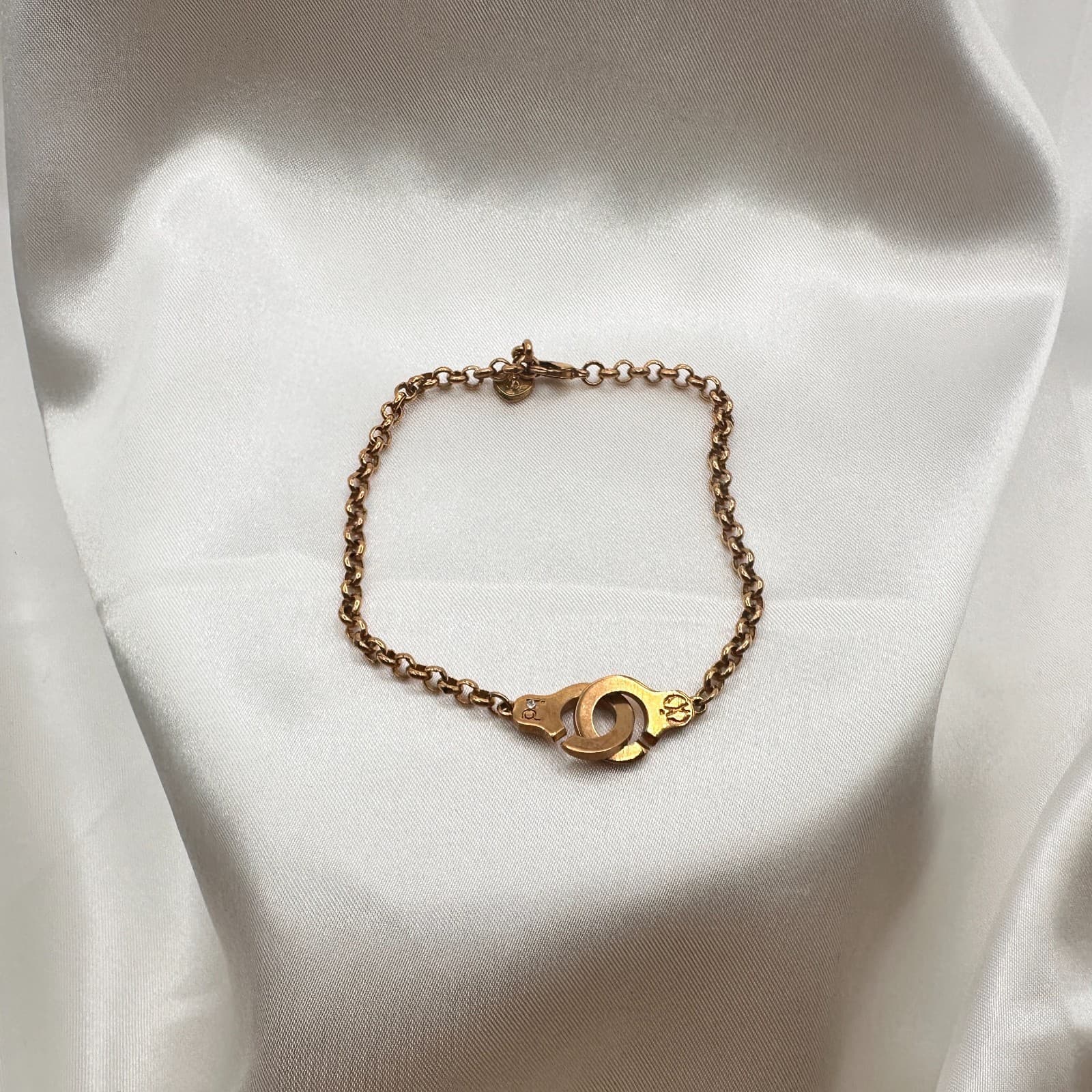 Vintage 80s Gold Tone Handcuff Chain Bracelet Menotti's Partners Classic Jewelry - Thumbnail 4