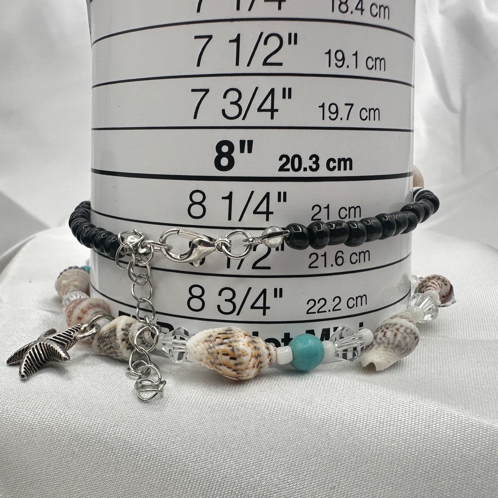 Vintage 90s Seashell Starfish Glass Beads Bracelets Set Beach Fashion Jewelry - Thumbnail 9