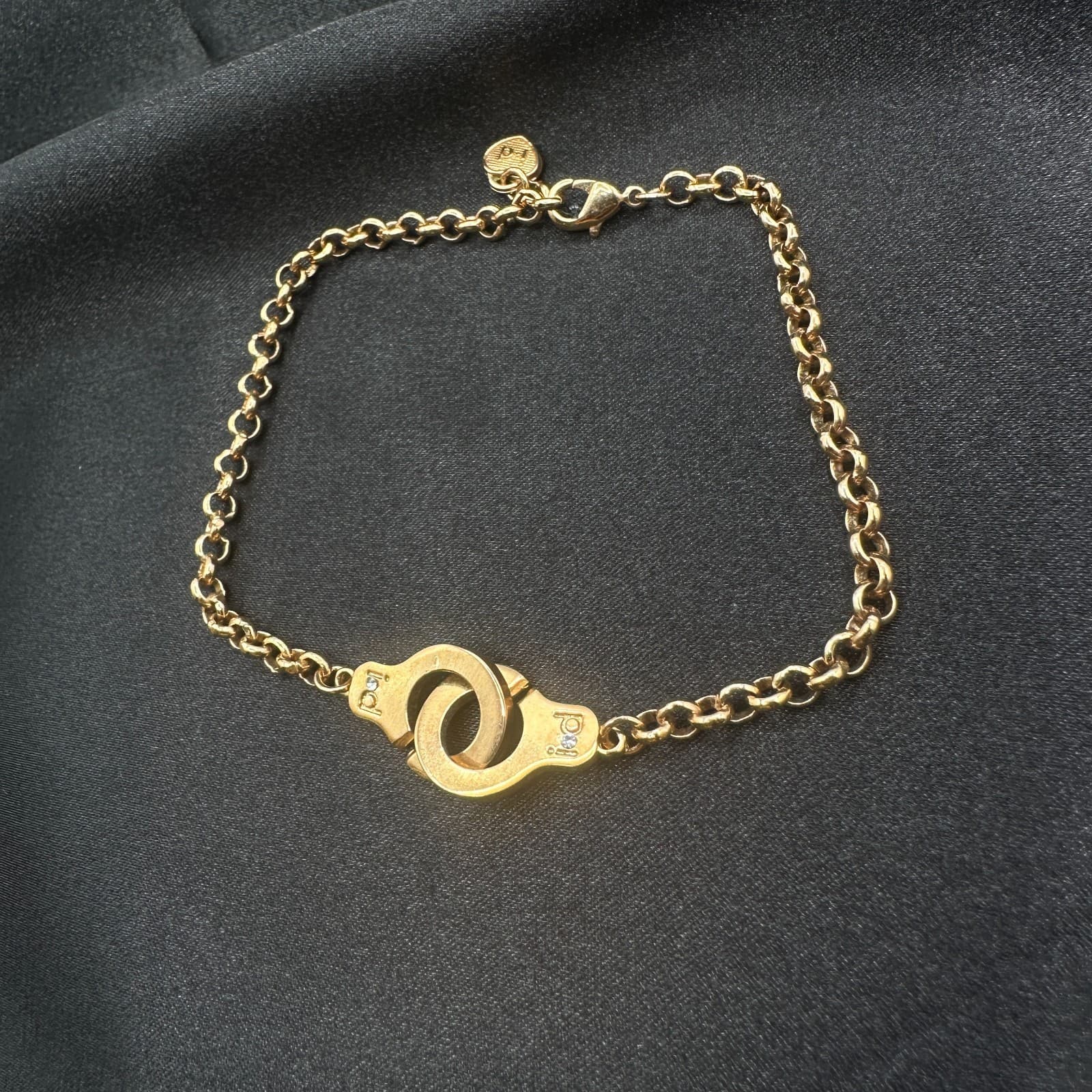 Vintage 80s Gold Tone Handcuff Chain Bracelet Menotti's Partners Classic Jewelry - Thumbnail 8