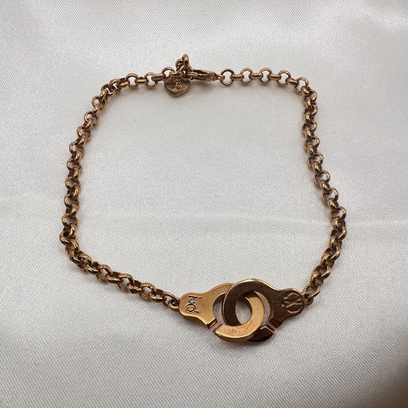 Vintage 80s Gold Tone Handcuff Chain Bracelet Menotti's Partners Classic Jewelry - Thumbnail 3