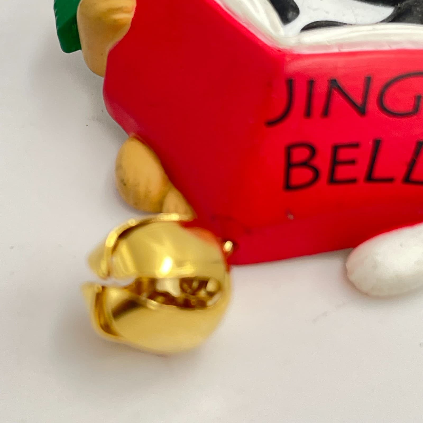 Vintage 90s Hallmark Christmas Jingle Bells Bear Penguin Bunny Book Brooch Pin - Thumbnail 6