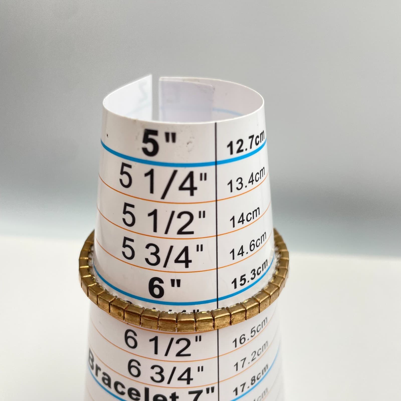 Vintage 90s Gold Tone Clear Glass Tennis Bracelet Minimalist Fashion Jewelry - Thumbnail 7