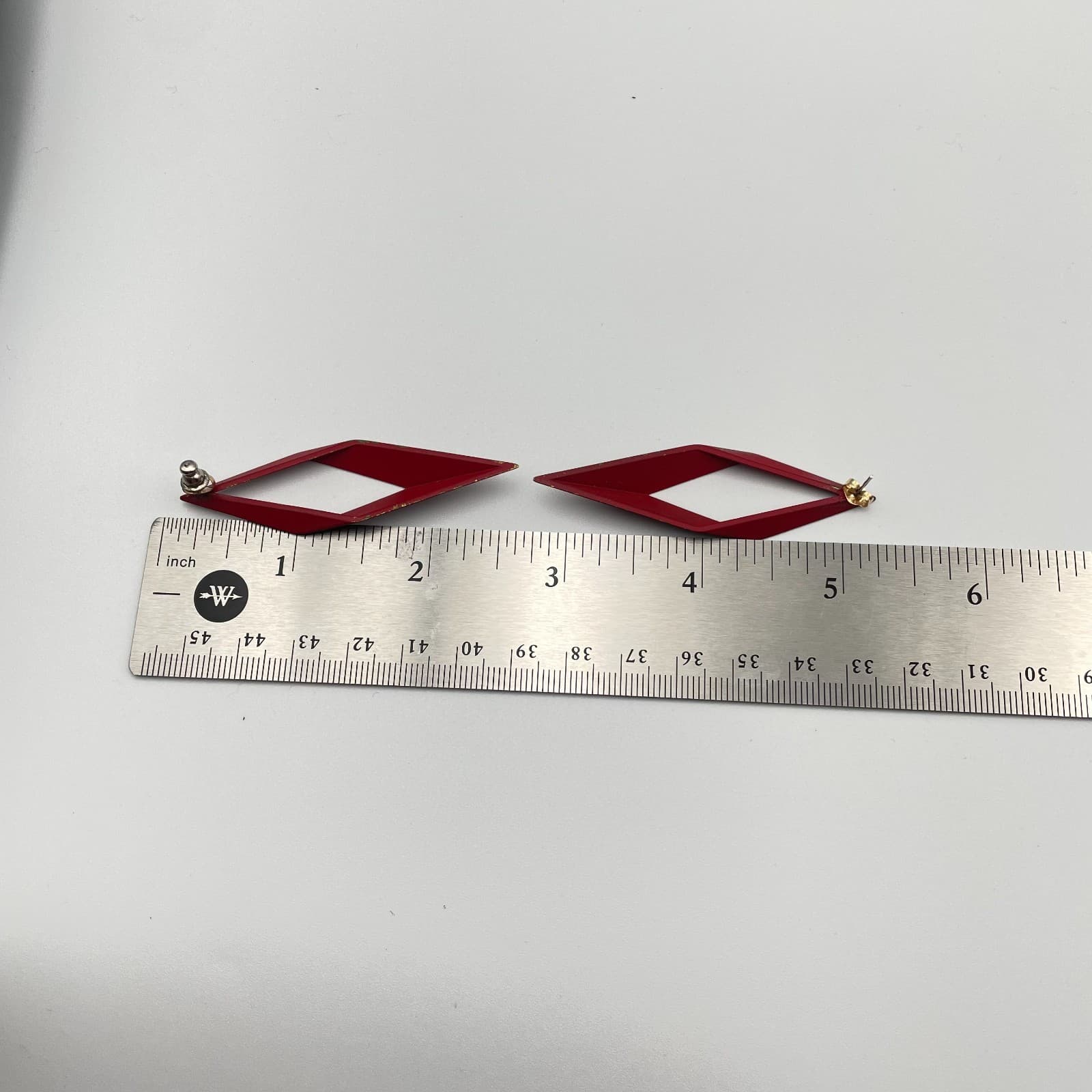 Vintage 80s Red Dangle Earrings Retro Statement Women's Classic Jewelry - Thumbnail 8