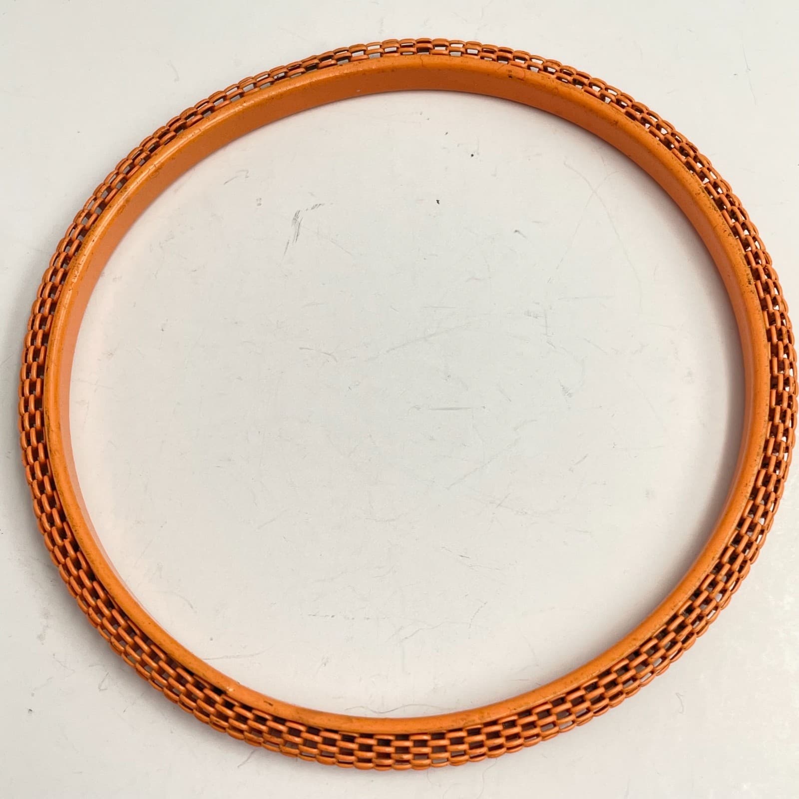 Vintage 80s Orange Enamel Mesh Bangle Bracelet Retro Mod Boho Stackable Jewelry - Thumbnail 2