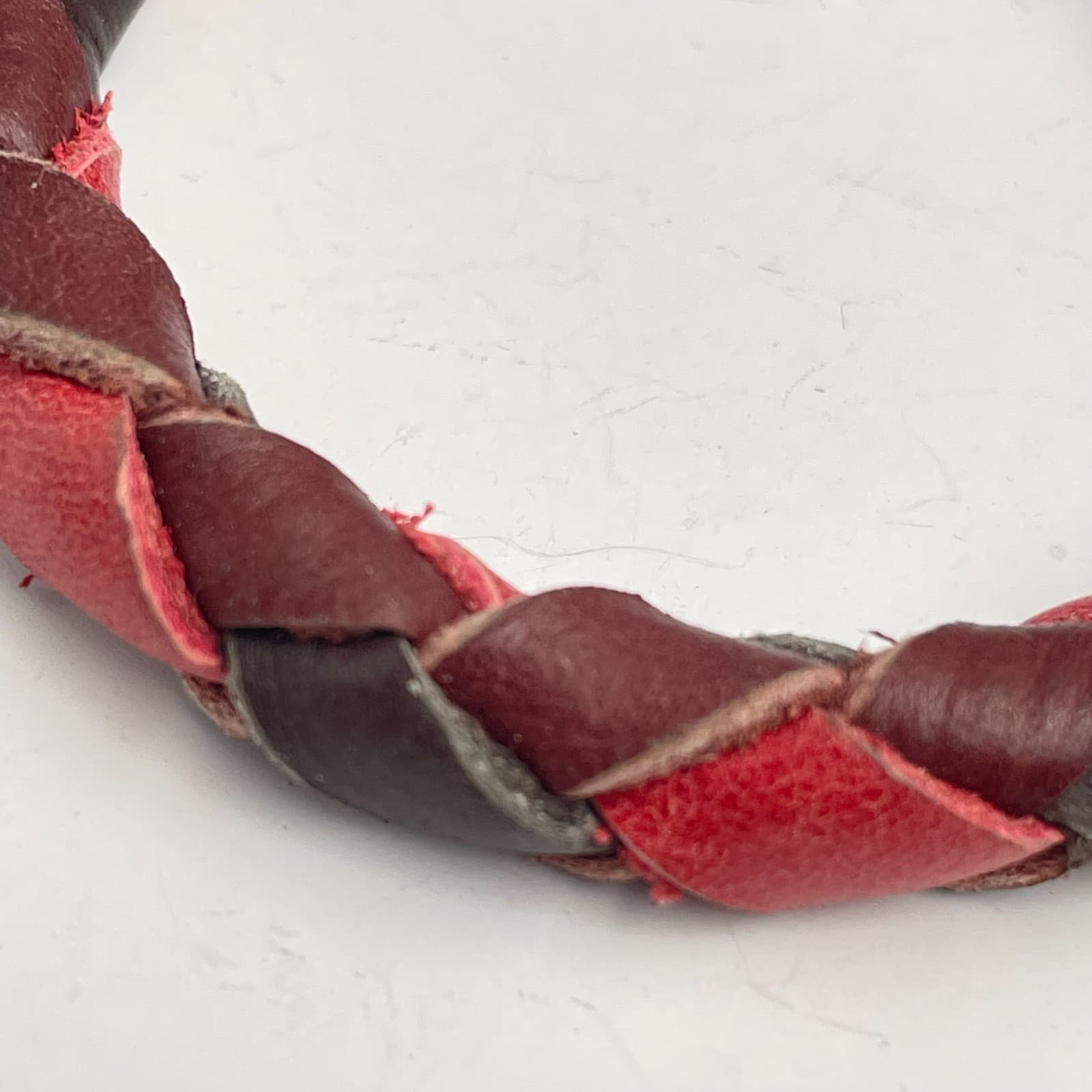 Vintage 90s Braided Leather Bracelet Boho Minimalist Adjustable Fashion Jewelry - Thumbnail 2