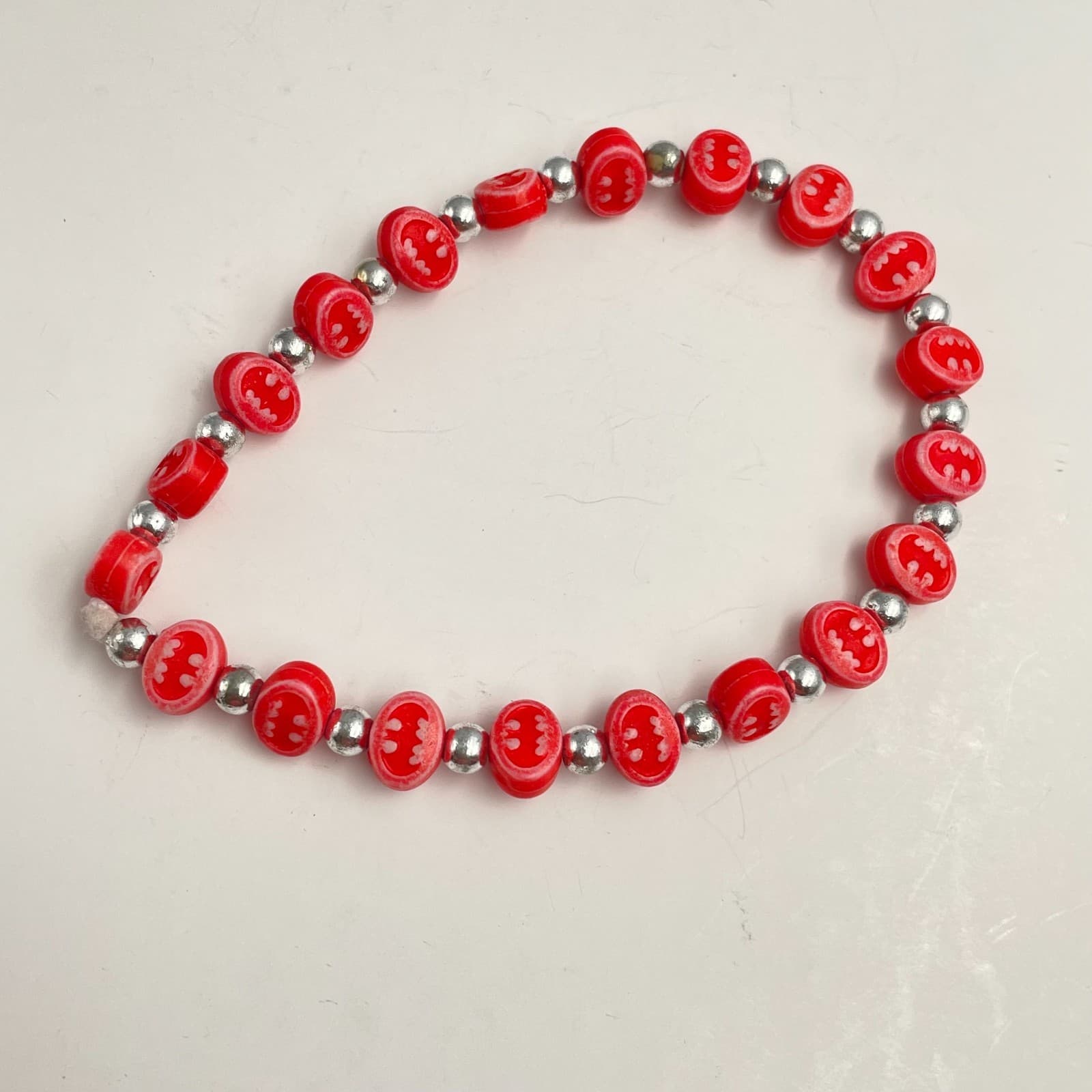 Vintage 80s Patriotic Beaded Stretch Bracelets Red White Blue Star Heart Jewelry - Thumbnail 2