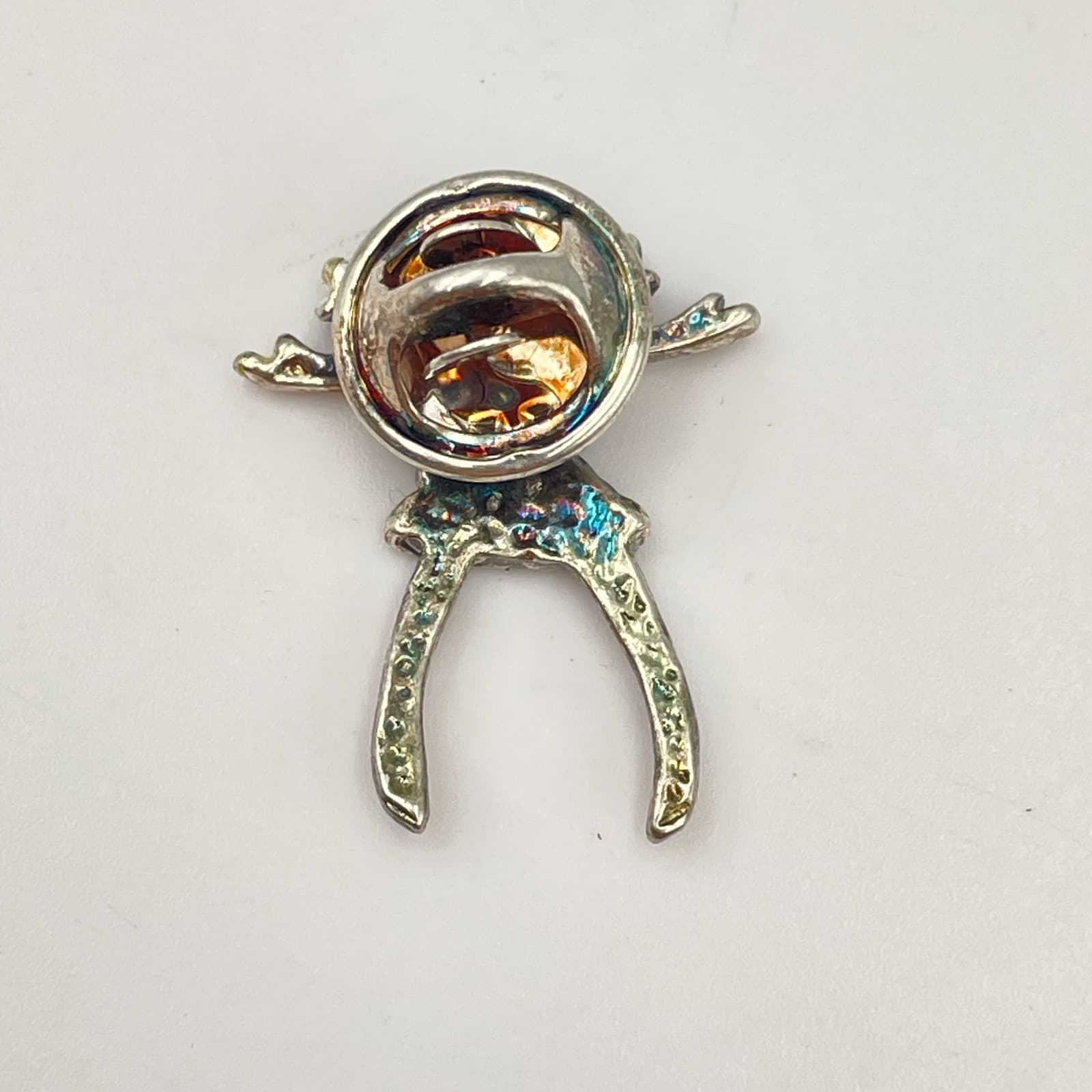 Vintage 90s Silver Tone Clear Rhinestone Figural Brooch Pin Women's Jewelry - Thumbnail 4