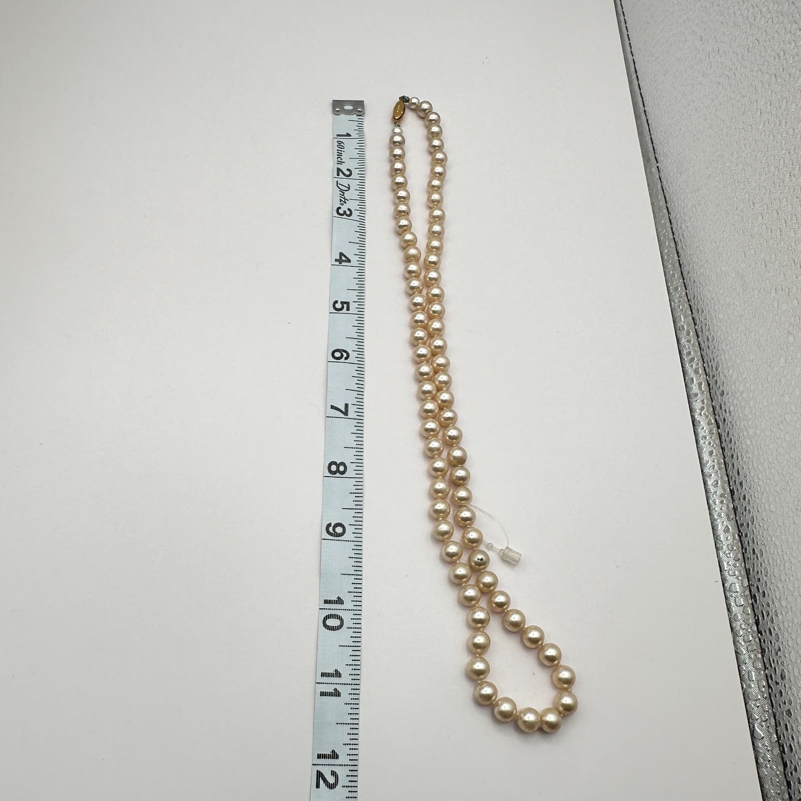Vintage 90s Gold Tone Faux Pearl Knotted Strand Necklace Women's Classic Jewelry - Thumbnail 9