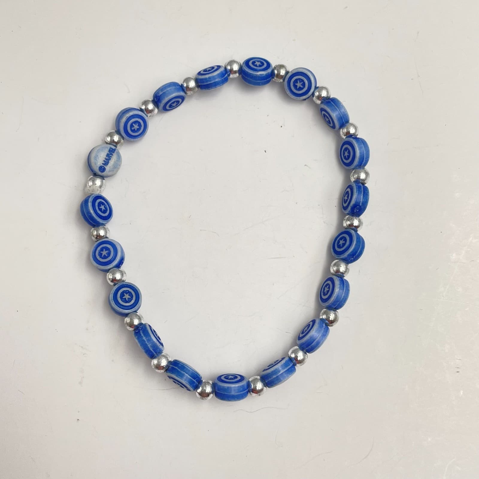 Vintage 80s Patriotic Beaded Stretch Bracelets Red White Blue Star Heart Jewelry - Thumbnail 4