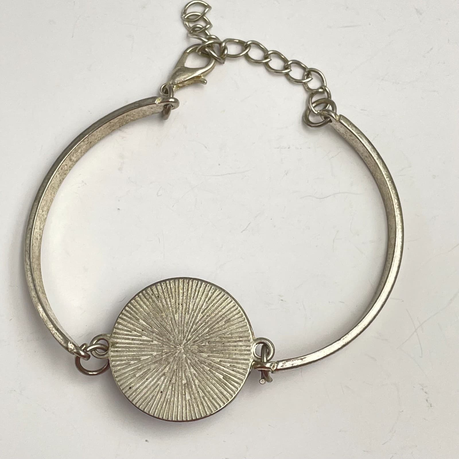 Vintage 90s Pentagram Star Bracelet Purple Glass Silver Tone Bangle Mystical - Thumbnail 5