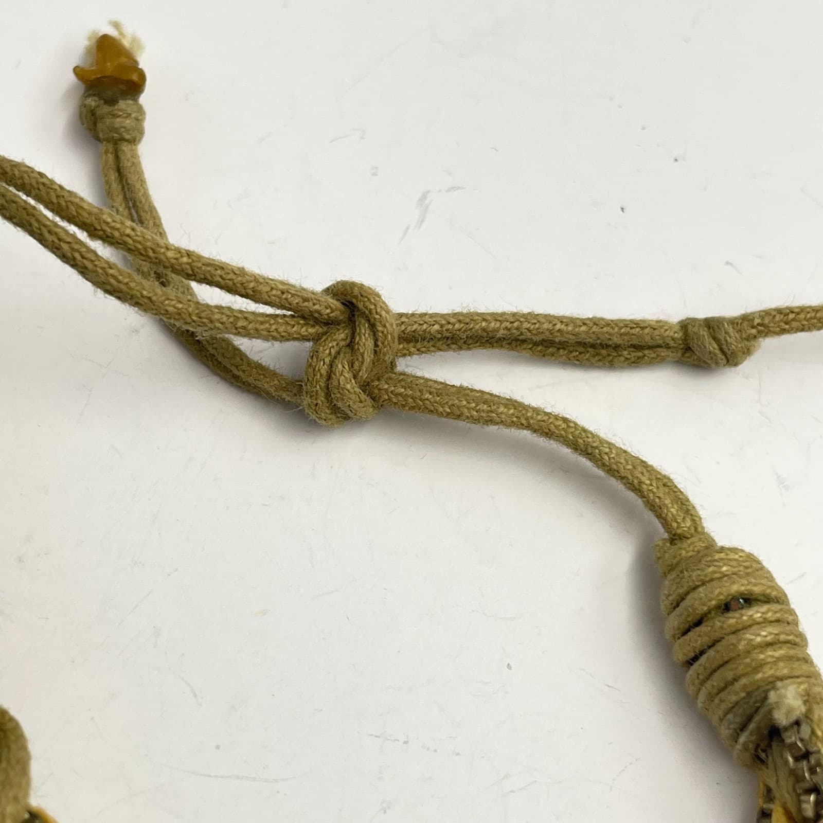 Vintage 90s Braided Cord Bracelet Metal Chain Boho Adjustable Fashion Jewelry - Thumbnail 4