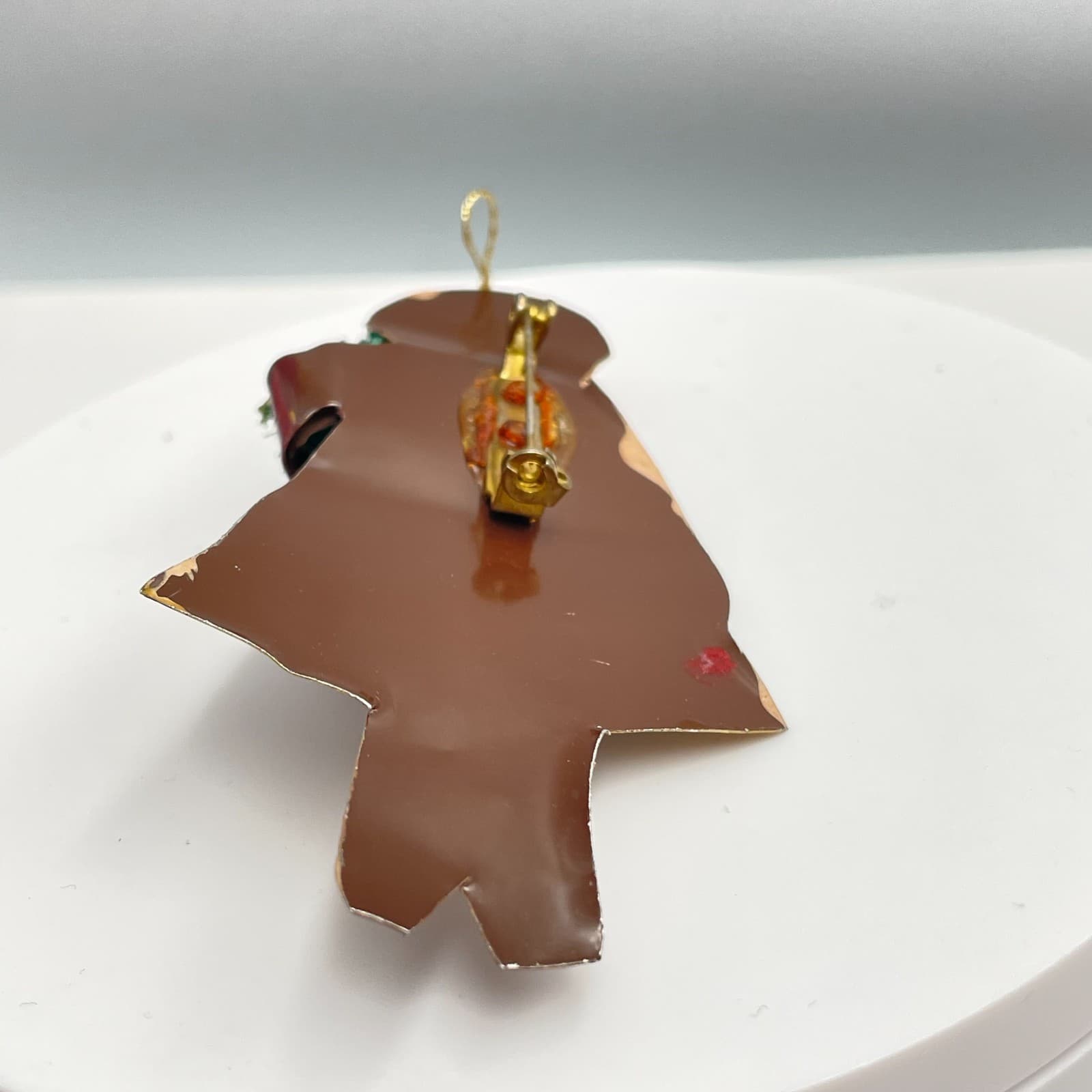 Vintage 90s Bottle Brush Tree Painted Girl Holiday Decor Brooch Pin Jewelry - Thumbnail 8