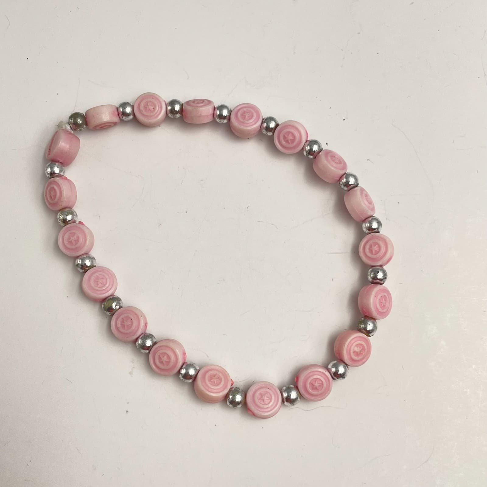 Vintage 80s Patriotic Beaded Stretch Bracelets Red White Blue Star Heart Jewelry - Thumbnail 5