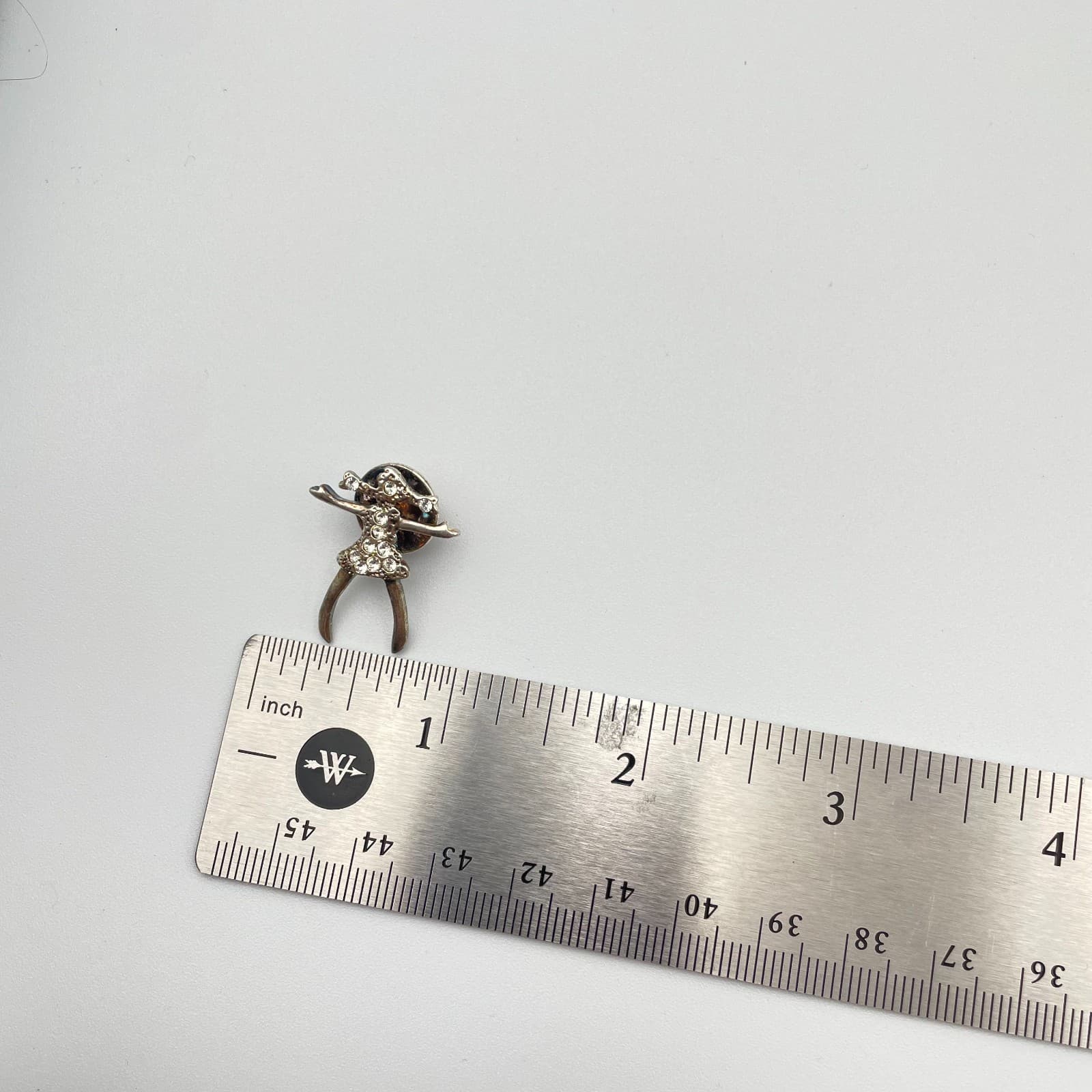 Vintage 90s Silver Tone Clear Rhinestone Figural Brooch Pin Women's Jewelry - Thumbnail 6