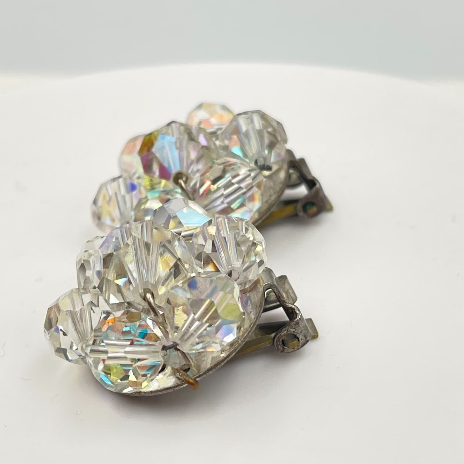 Vintage 80s Aurora Borealis Earrings Boho Statement Women's Classic Jewelry - Thumbnail 3