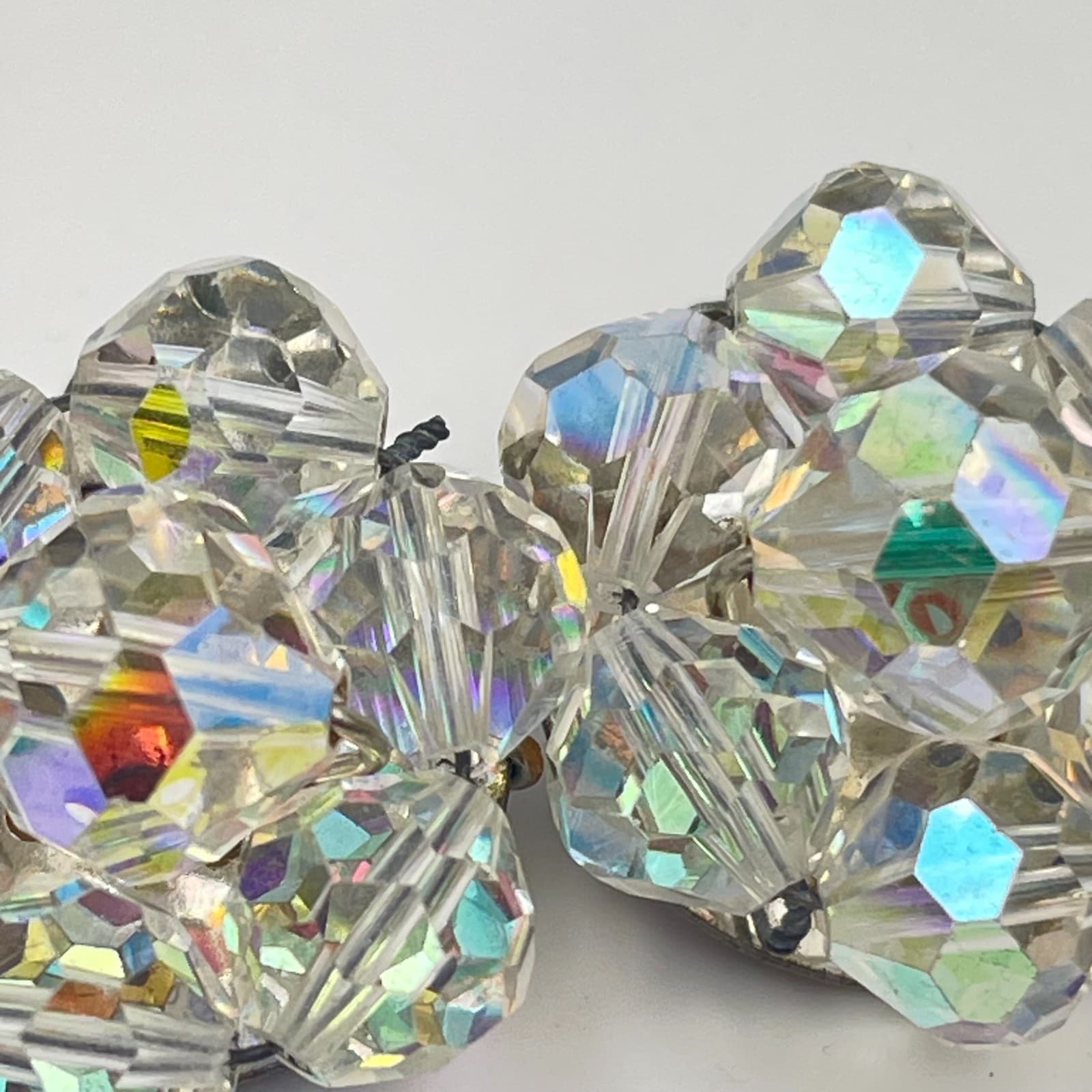 Vintage 80s Aurora Borealis Earrings Boho Statement Women's Classic Jewelry - Thumbnail 6