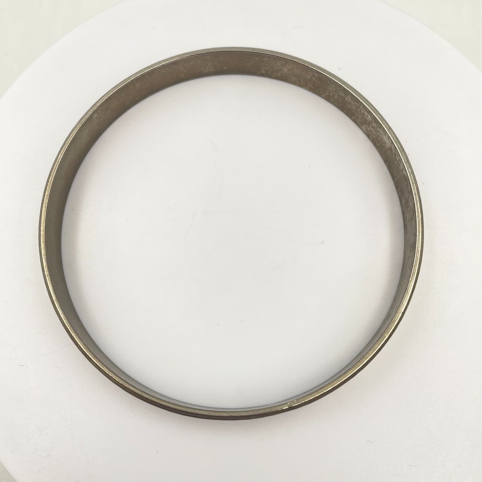 Vintage 90s Silver Tone Textured Bangle Etched Vertical Line Pattern Jewelry - Image 1