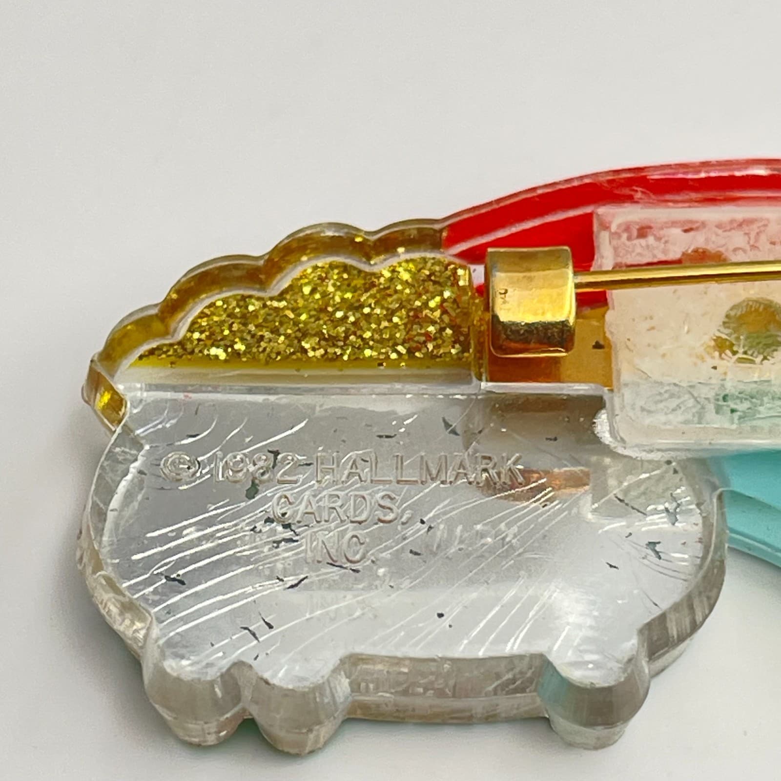 Vintage 80s Hallmark Rainbow Pot Glitter Gold Tone Pin Brooch St. Patrick’s Day - Thumbnail 7